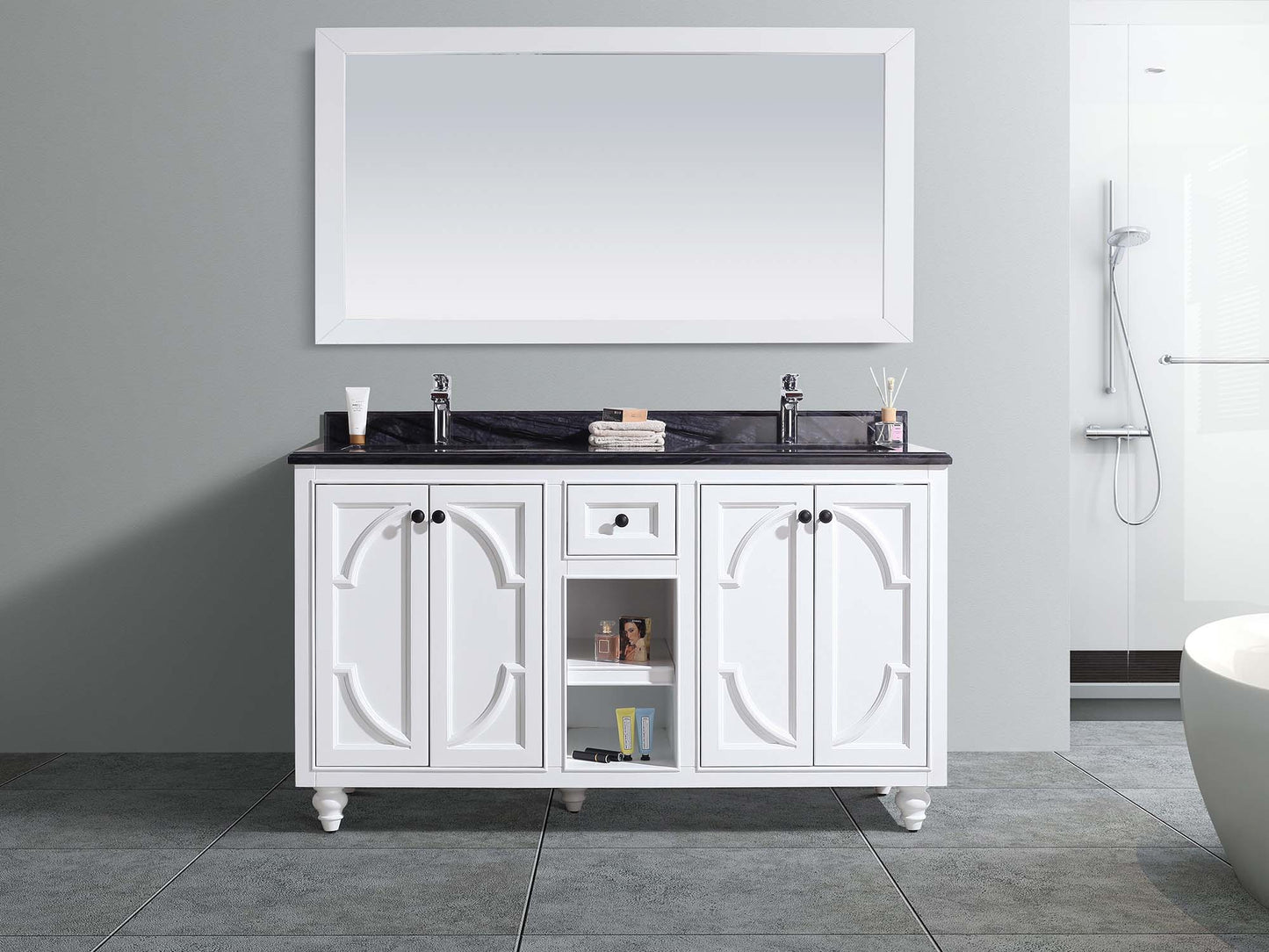 Laviva 313613-60W Odyssey 60" Double Sink Bathroom Vanity with Countertop