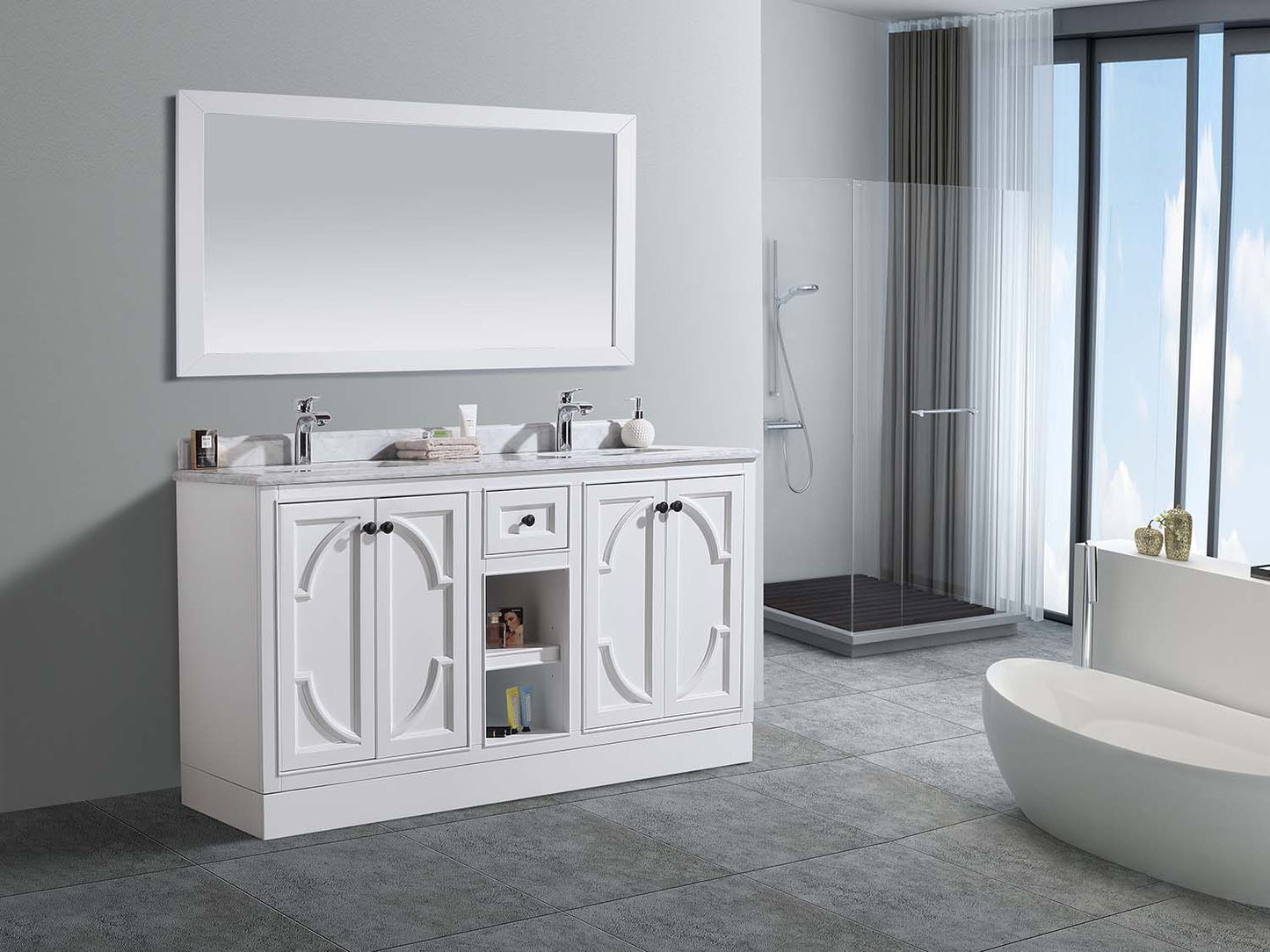 Laviva 313613-60W Odyssey 60" Double Sink Bathroom Vanity with Countertop