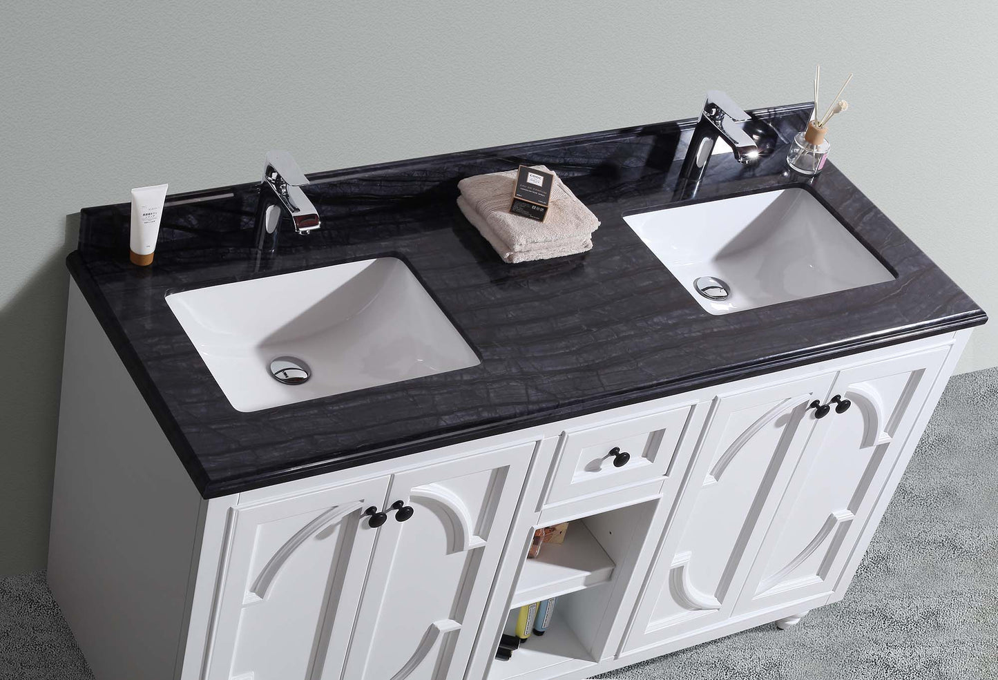 Laviva 313613-60W Odyssey 60" Double Sink Bathroom Vanity with Countertop