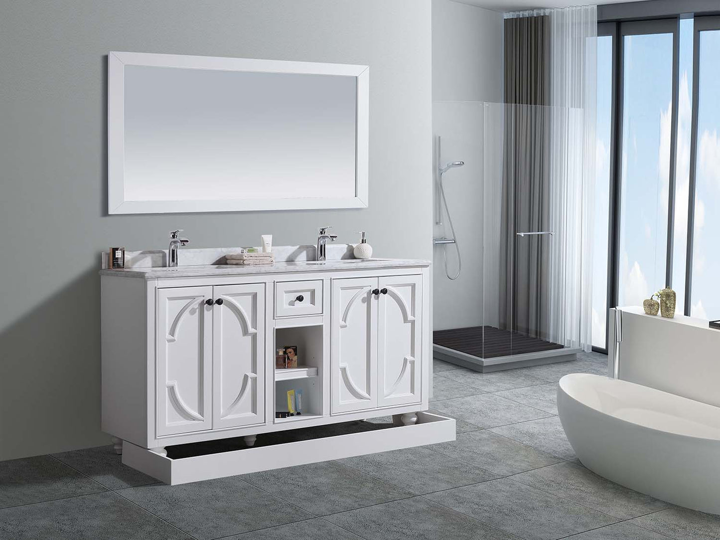 Laviva 313613-60W Odyssey 60" Double Sink Bathroom Vanity with Countertop