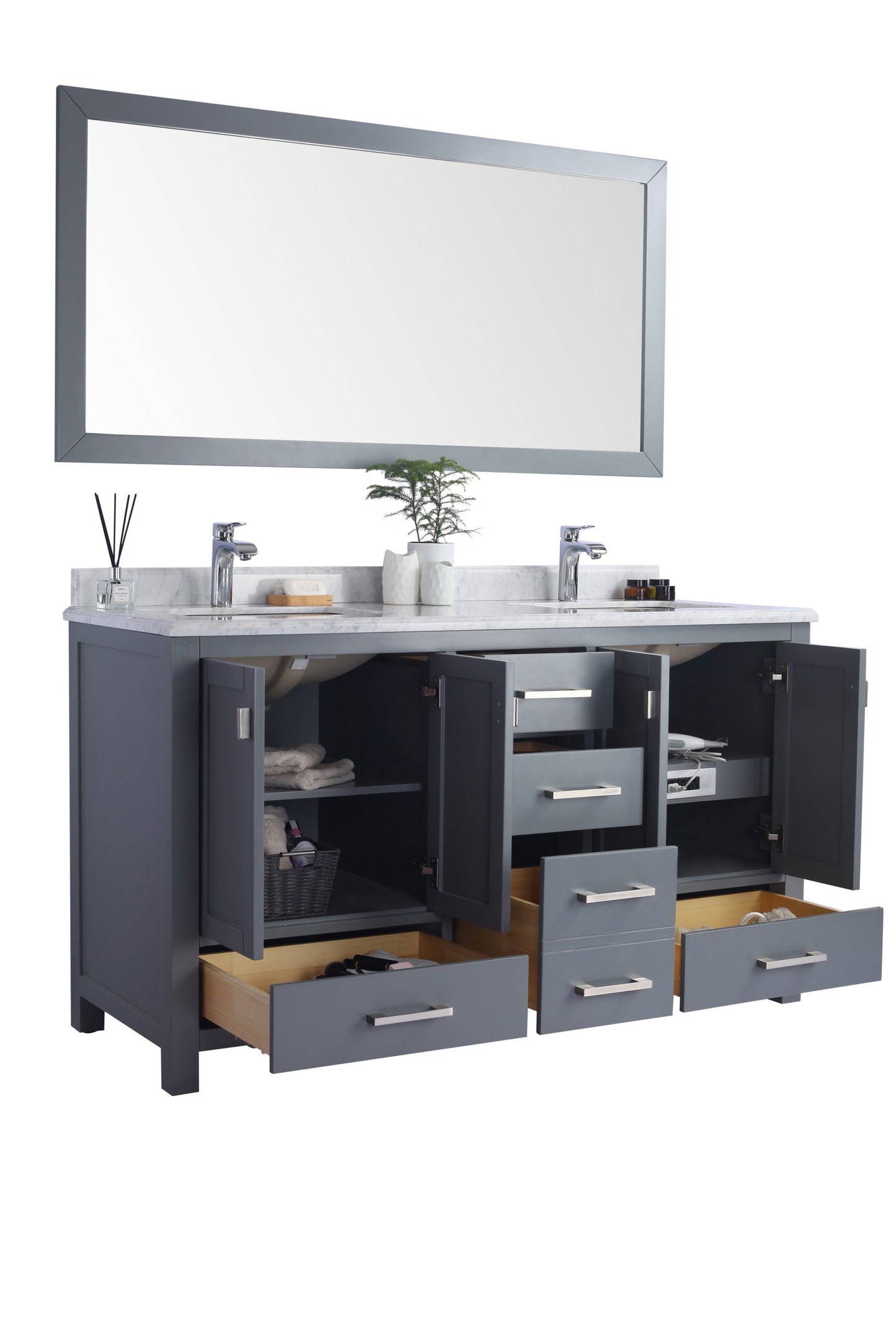 Laviva 313ANG-60G Wilson 60" Double Sink Bathroom Vanity with Countertop