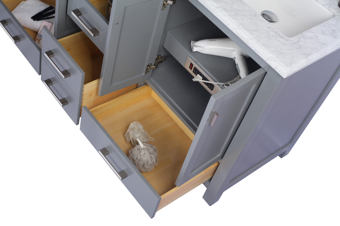 Laviva 313ANG-60G Wilson 60" Double Sink Bathroom Vanity with Countertop