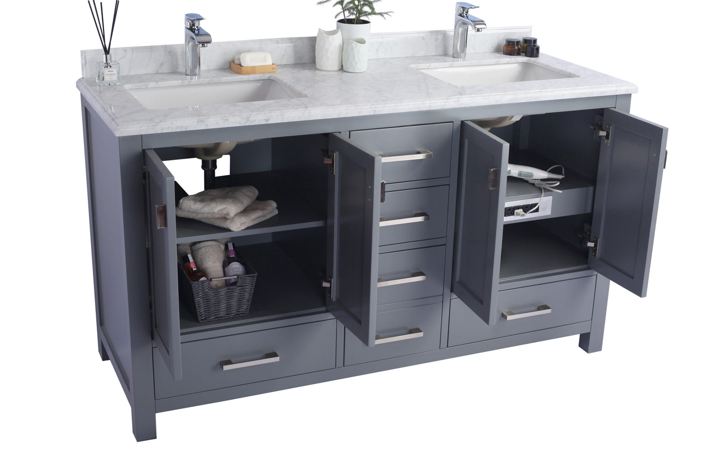 Laviva 313ANG-60G Wilson 60" Double Sink Bathroom Vanity with Countertop
