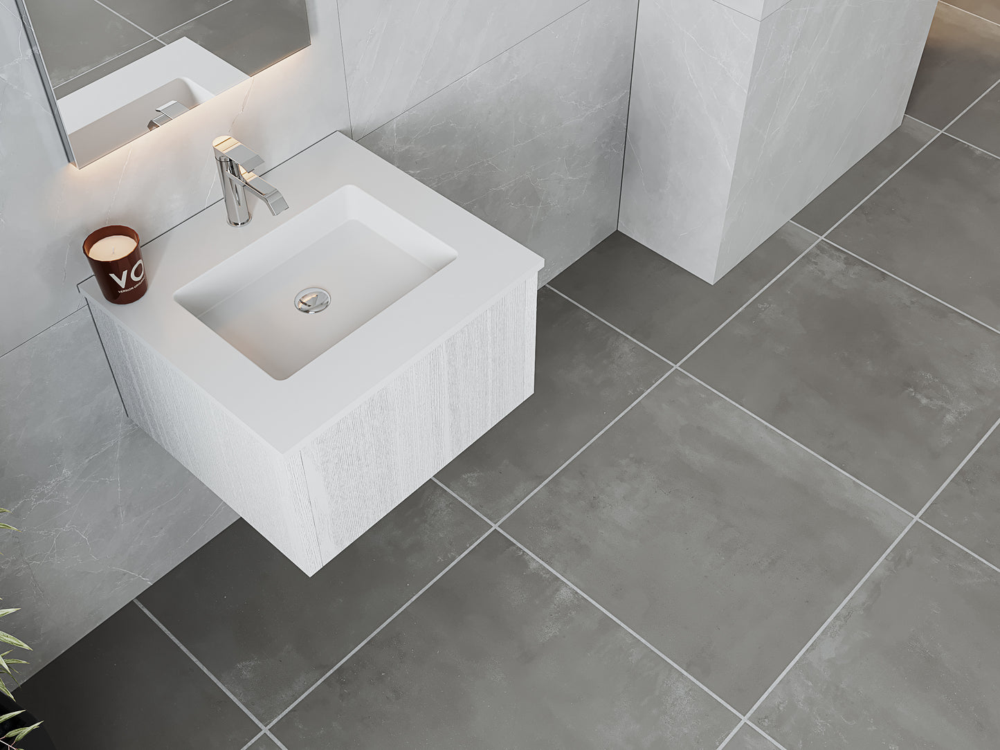 Laviva 313LGN-24AW Legno 24" Bathroom Vanity with VIVA Stone Solid Surface Countertop