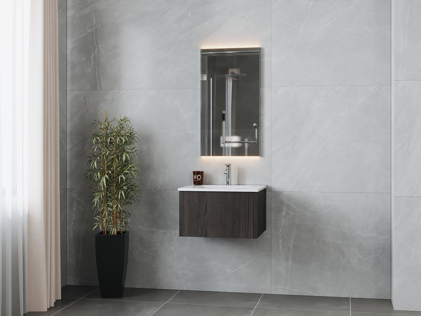 Laviva 313LGN-24CR Legno 24" Bathroom Vanity with VIVA Stone Solid Surface Countertop