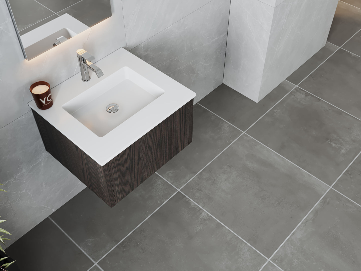 Laviva 313LGN-24CR Legno 24" Bathroom Vanity with VIVA Stone Solid Surface Countertop