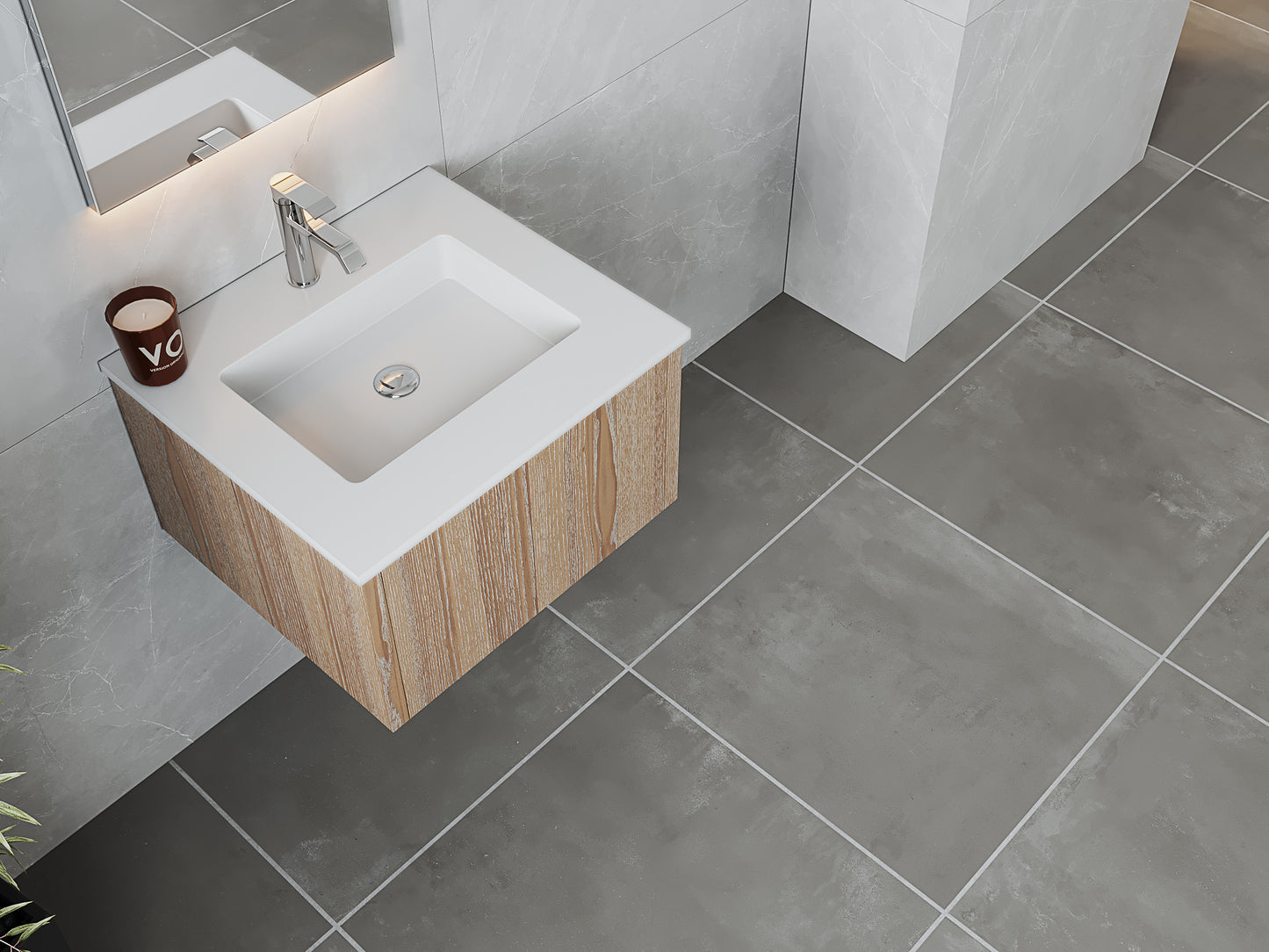 Laviva 313LGN-24WG Legno 24" Bathroom Vanity with VIVA Stone Solid Surface Countertop