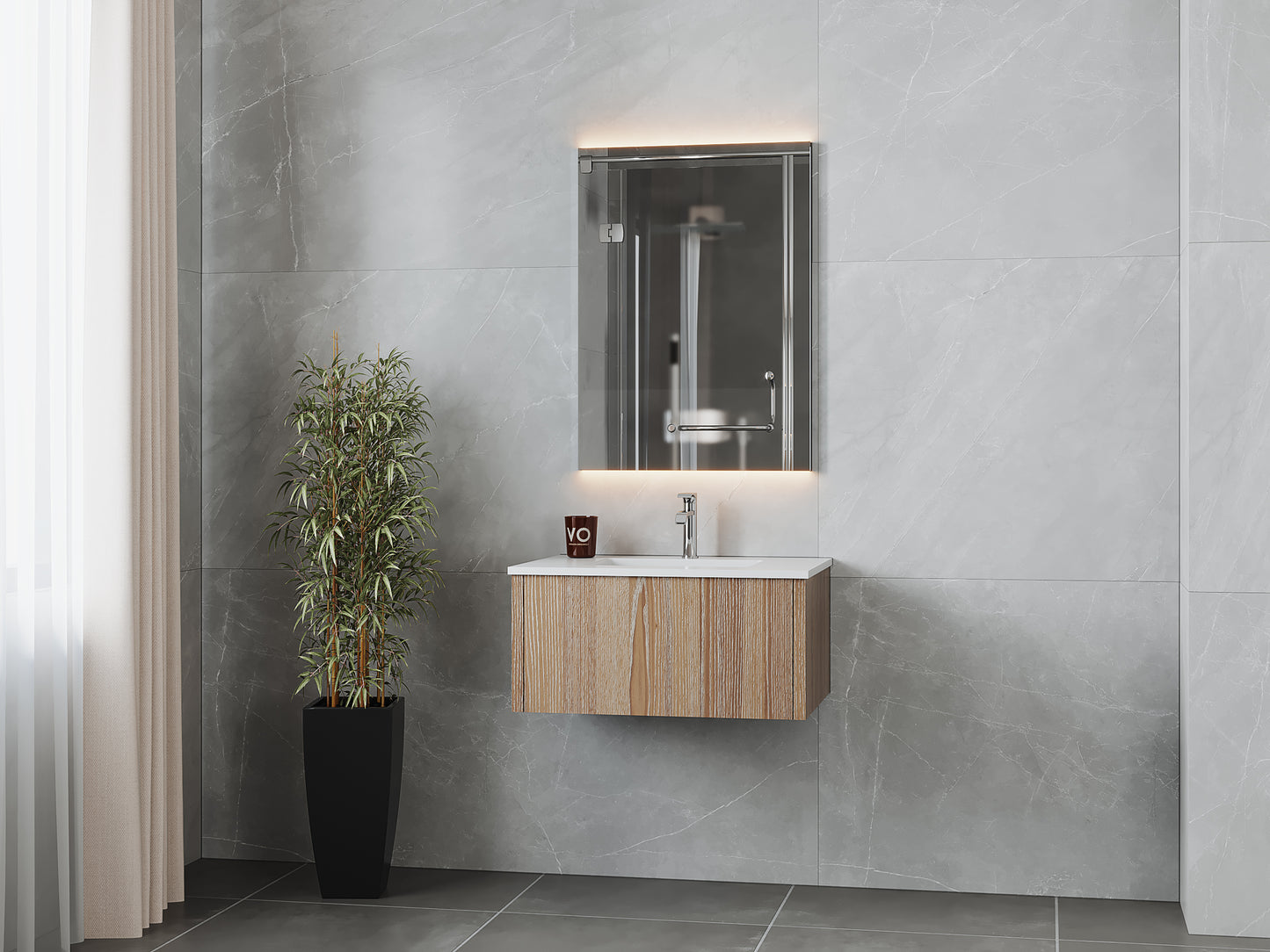 Laviva 313LGN-30WG Legno 30" Bathroom Vanity with VIVA Stone Solid Surface Countertop