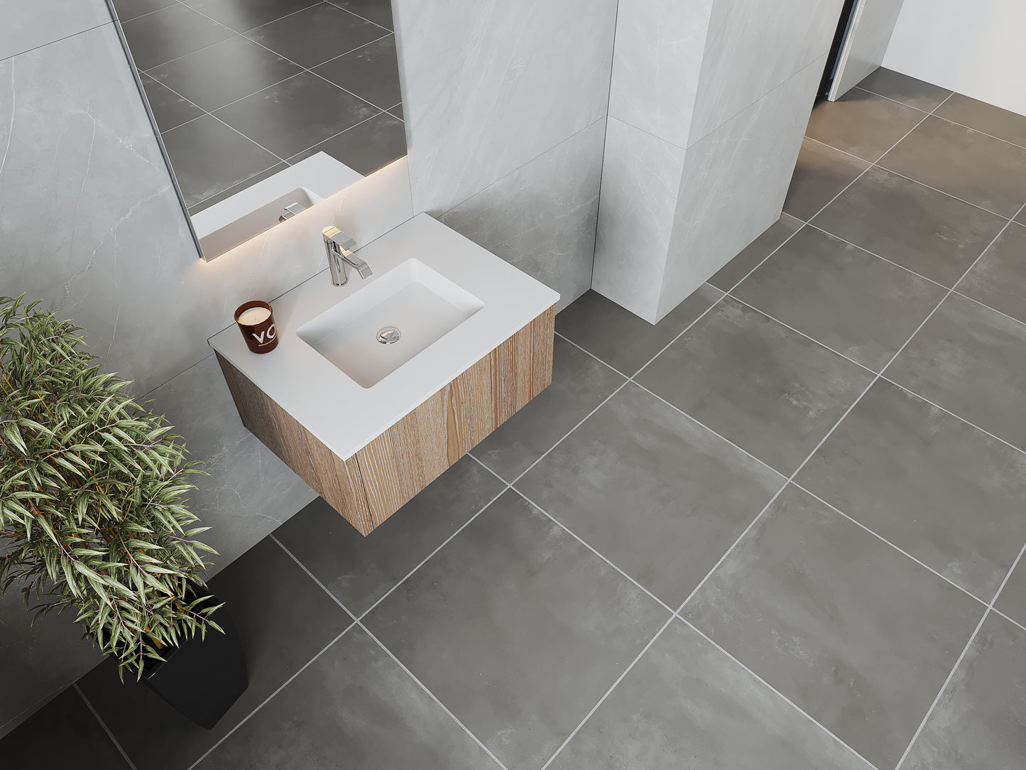 Laviva 313LGN-30WG Legno 30" Bathroom Vanity with VIVA Stone Solid Surface Countertop