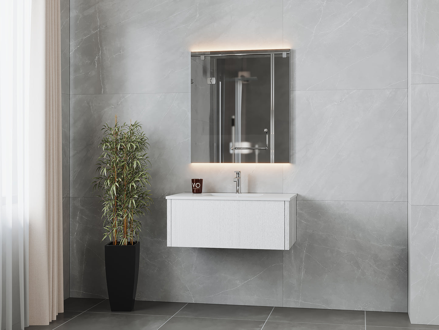 Laviva 313LGN-36AW Legno 36" Bathroom Vanity with VIVA Stone Solid Surface Countertop