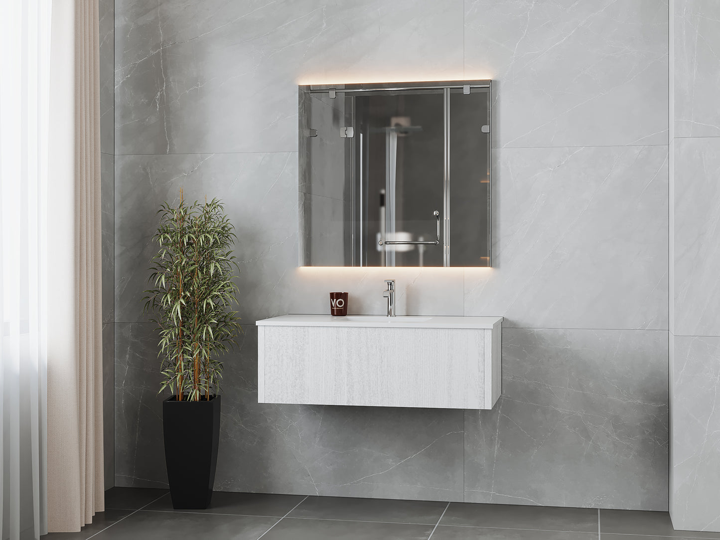 Laviva 313LGN-42AW Legno 42" Bathroom Vanity with VIVA Stone Solid Surface Countertop