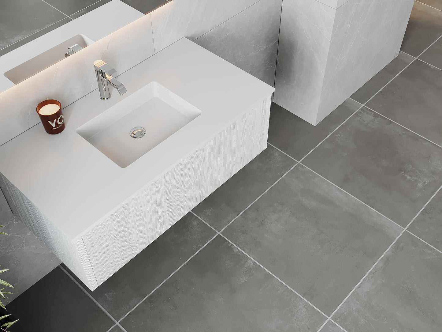 Laviva 313LGN-42AW Legno 42" Bathroom Vanity with VIVA Stone Solid Surface Countertop