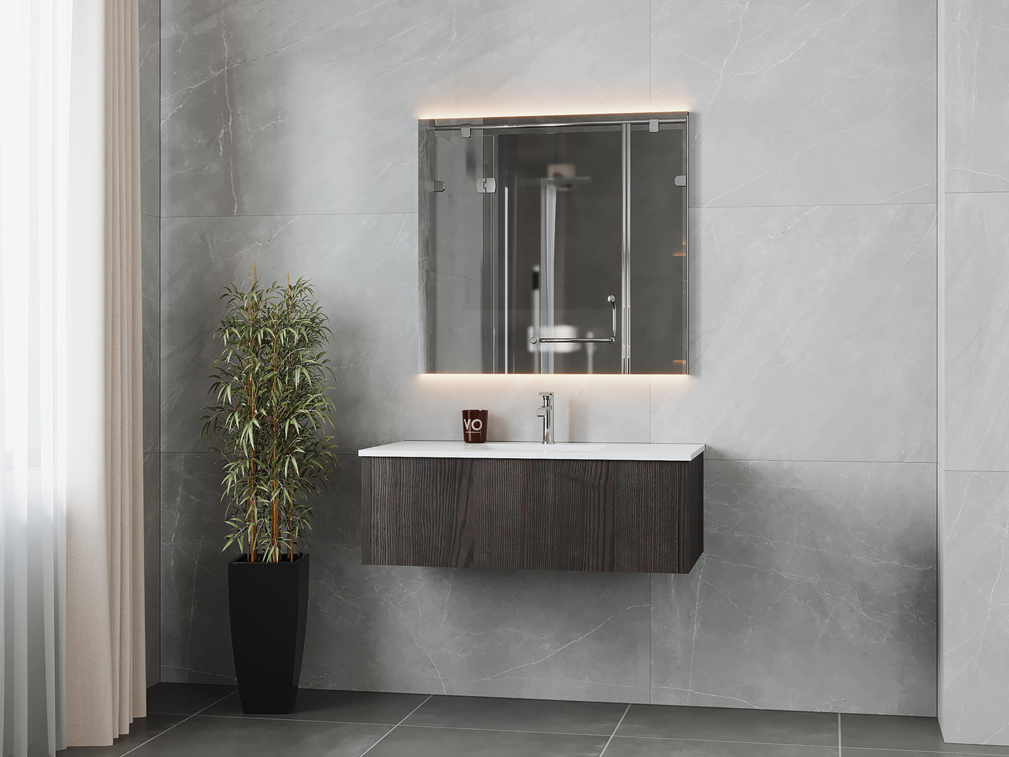 Laviva 313LGN-42CR Legno 42" Bathroom Vanity with VIVA Stone Solid Surface Countertop