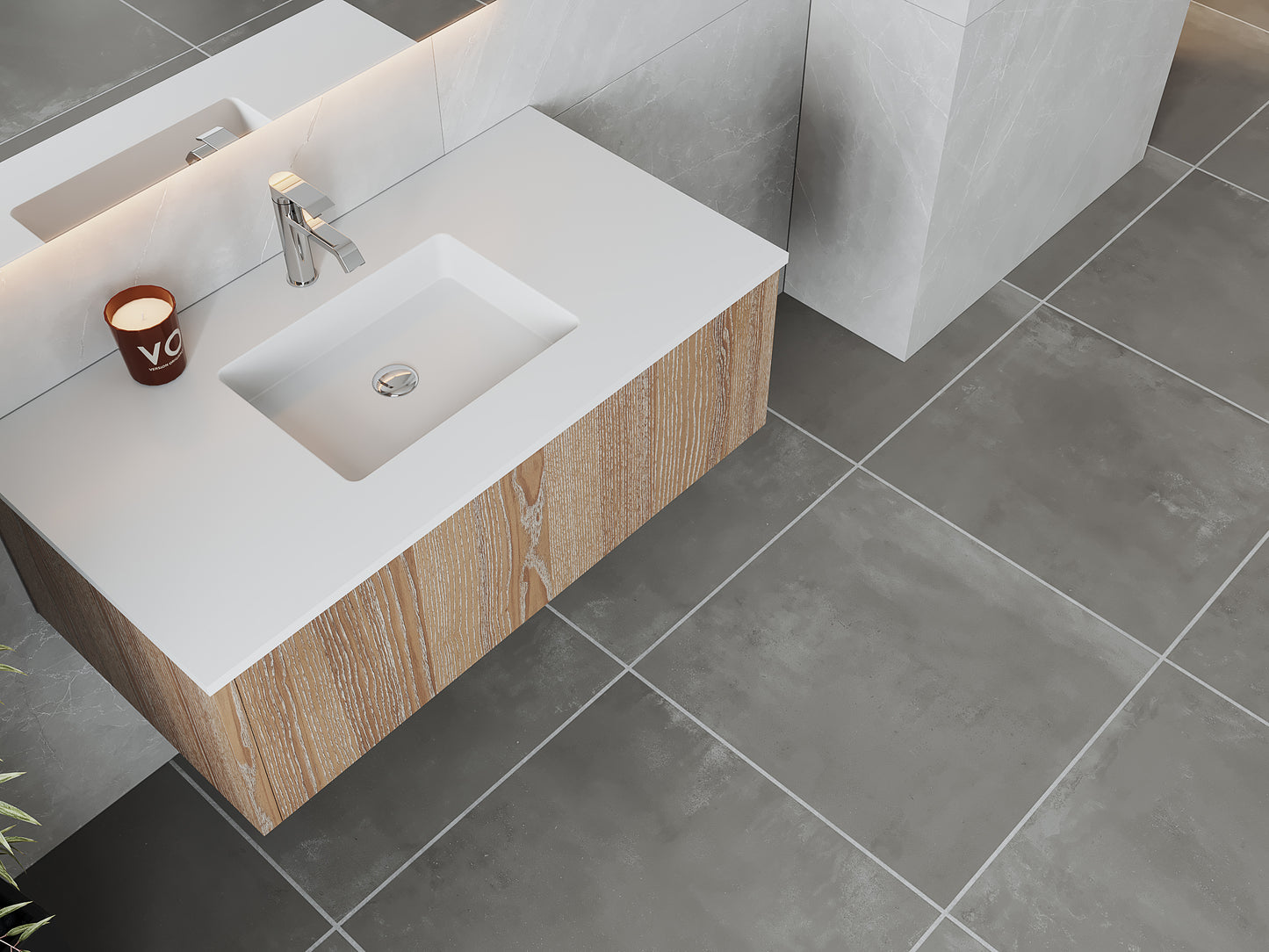 Laviva 313LGN-42WG Legno 42" Bathroom Vanity with VIVA Stone Solid Surface Countertop