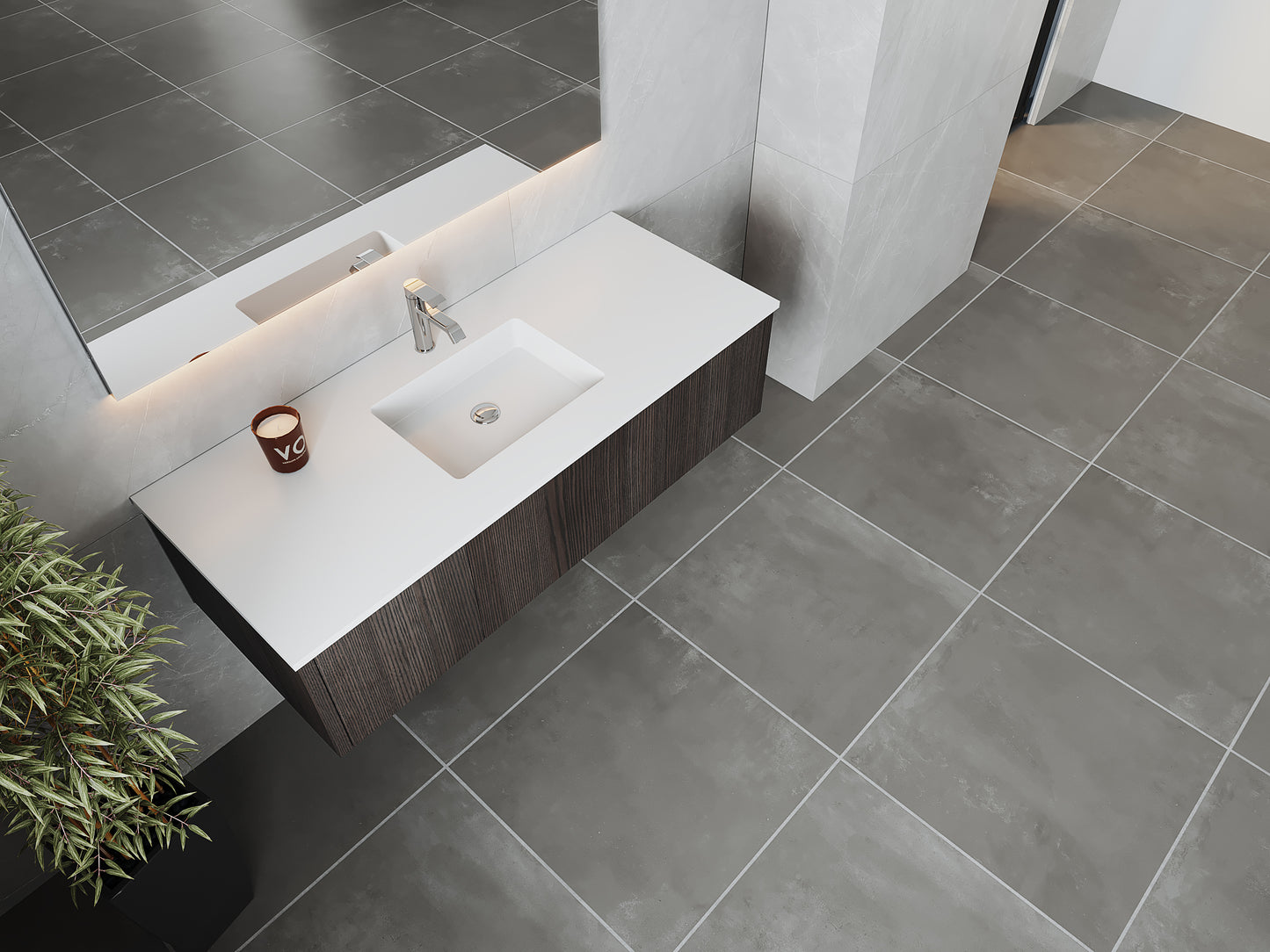 Laviva 313LGN-54CR Legno 54" Bathroom Vanity with VIVA Stone Solid Surface Countertop