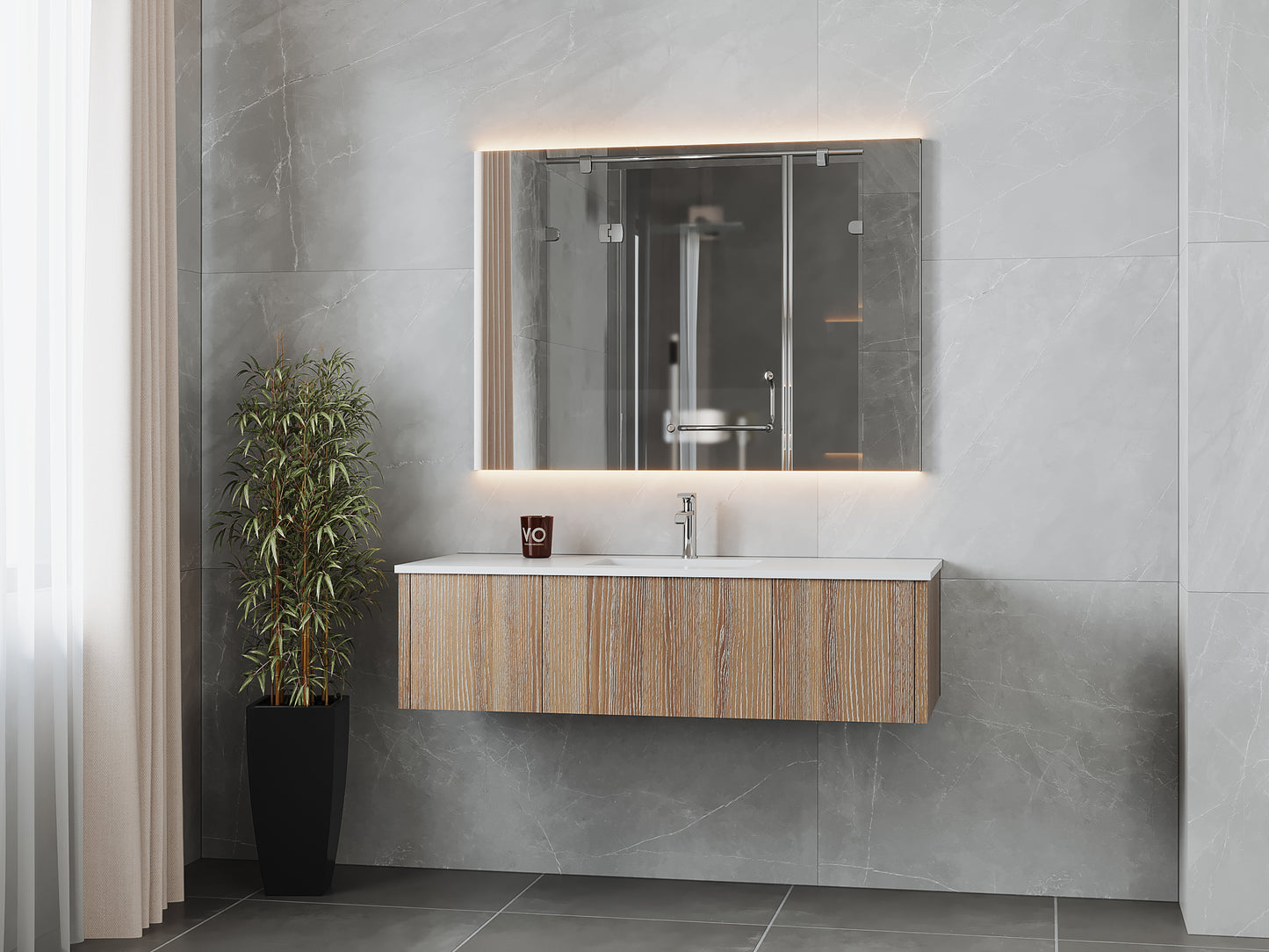 Laviva 313LGN-54WG Legno 54" Bathroom Vanity with VIVA Stone Solid Surface Countertop