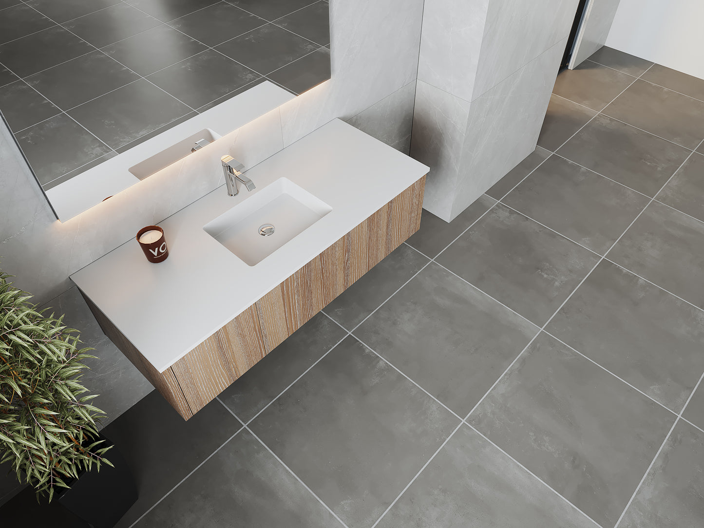Laviva 313LGN-54WG Legno 54" Bathroom Vanity with VIVA Stone Solid Surface Countertop