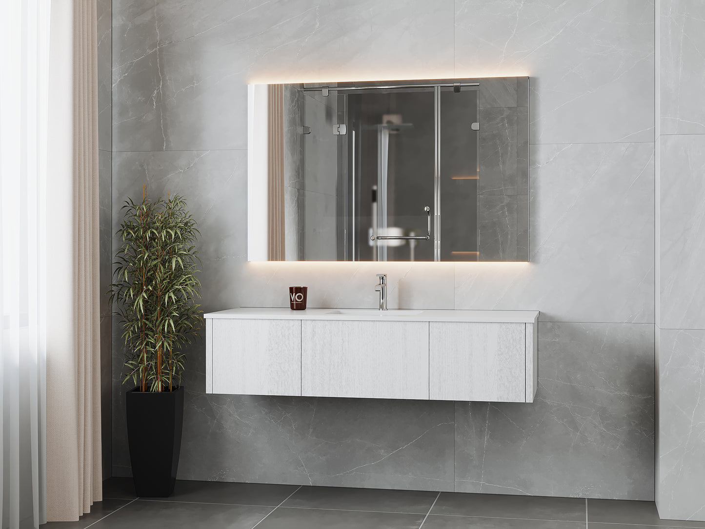Laviva 313LGN-60CAW Legno 60" Single Sink Bathroom Vanity with VIVA Stone Solid Surface Countertop