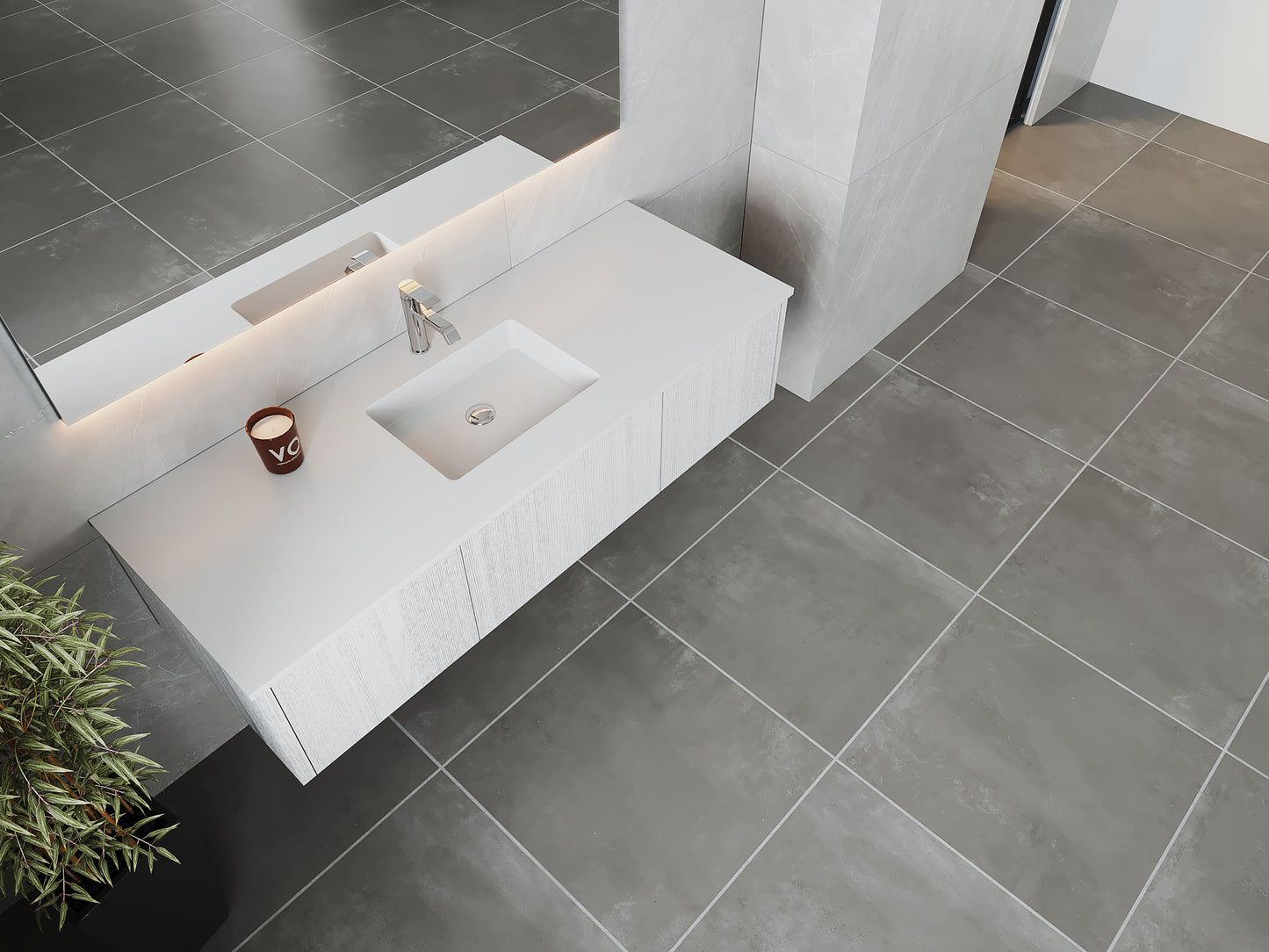 Laviva 313LGN-60CAW Legno 60" Single Sink Bathroom Vanity with VIVA Stone Solid Surface Countertop