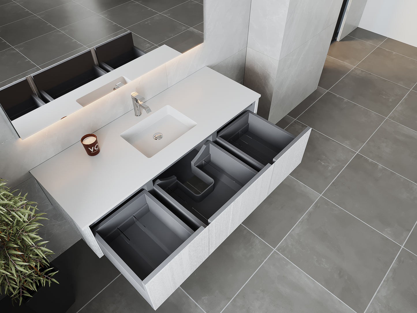 Laviva 313LGN-60CAW Legno 60" Single Sink Bathroom Vanity with VIVA Stone Solid Surface Countertop