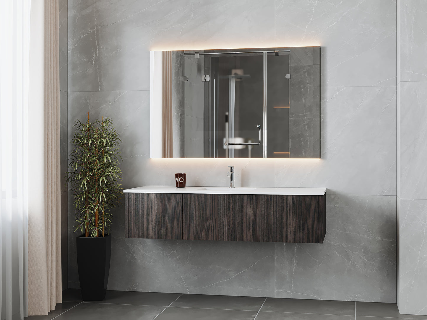 Laviva 313LGN-60CCR Legno 60" Single Sink Bathroom Vanity with VIVA Stone Solid Surface Countertop