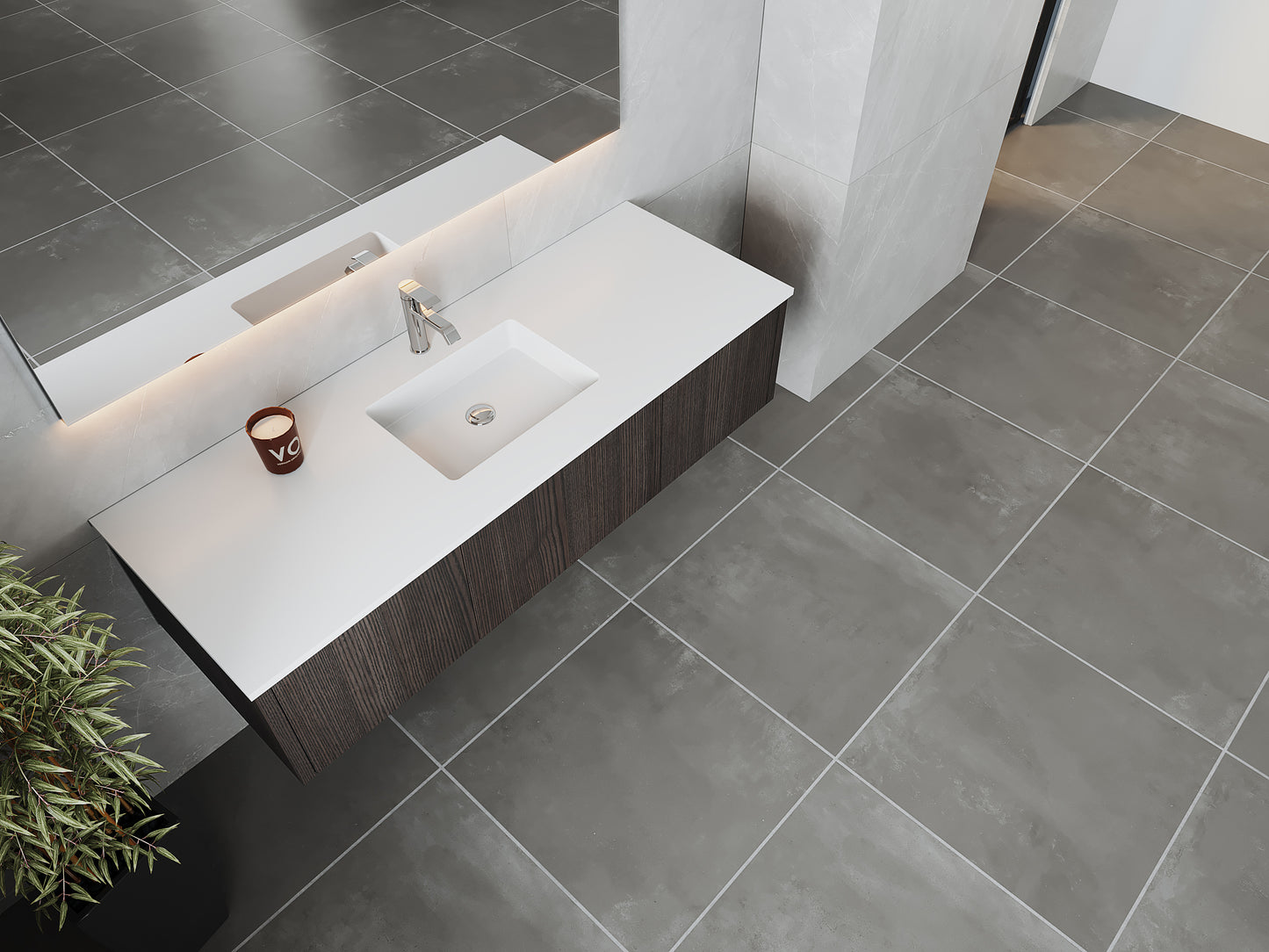 Laviva 313LGN-60CCR Legno 60" Single Sink Bathroom Vanity with VIVA Stone Solid Surface Countertop