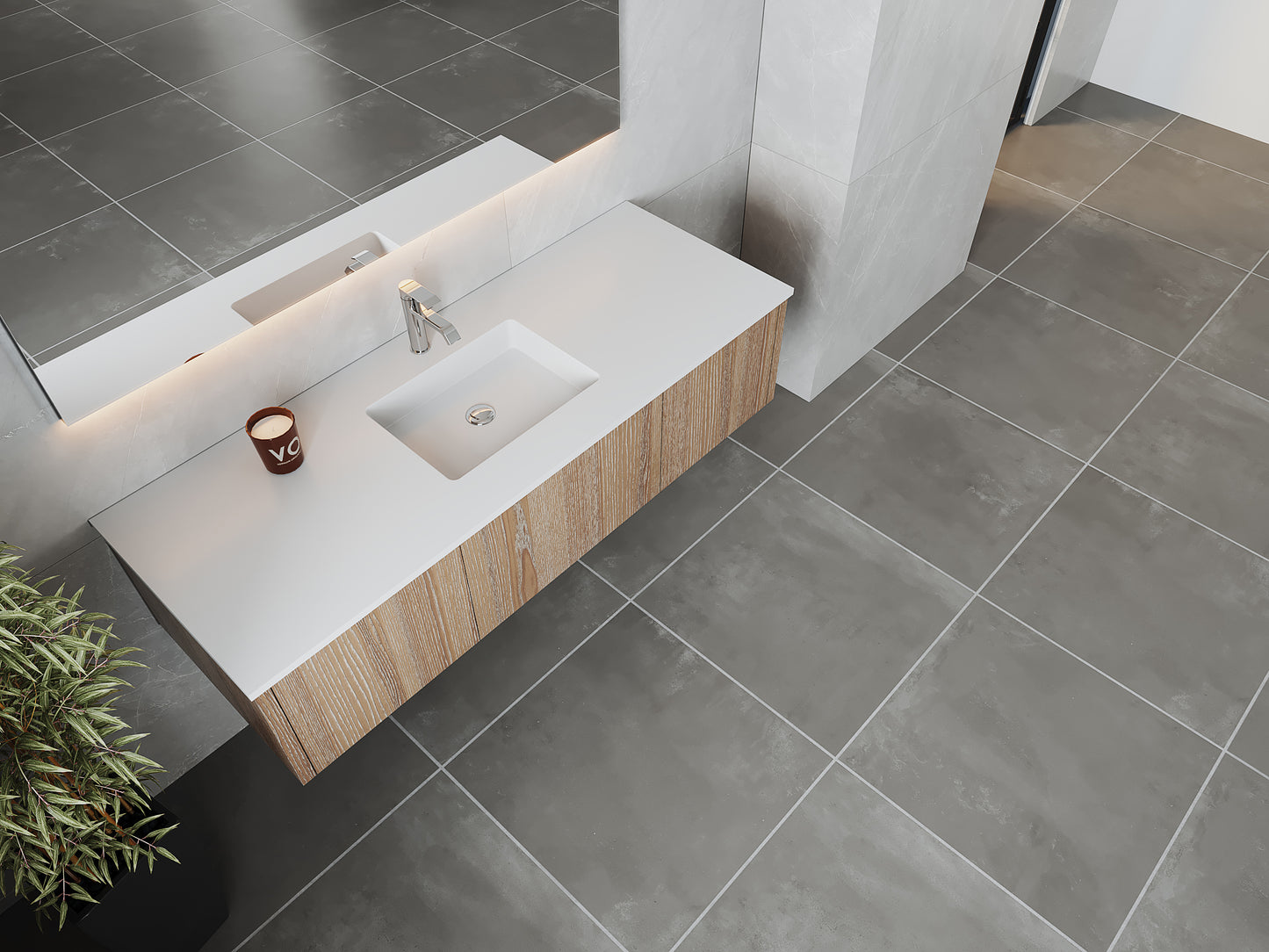Laviva 313LGN-60CWG Legno 60" Single Sink Bathroom Vanity with VIVA Stone Solid Surface Countertop