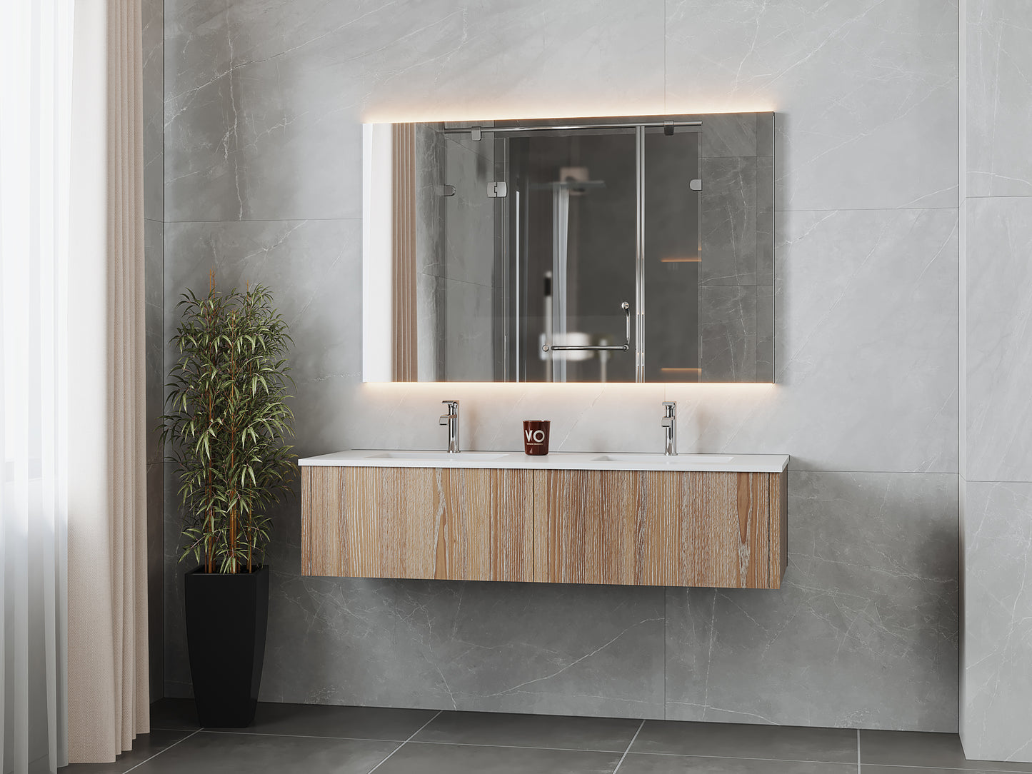 Laviva 313LGN-60DWG Legno 60" Double Sink Bathroom Vanity with VIVA Stone Solid Surface Countertop