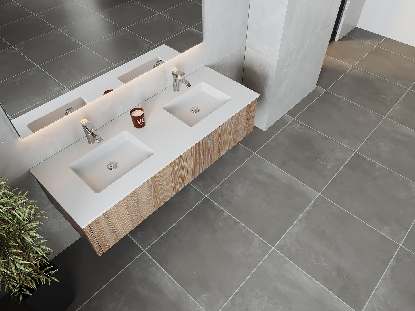 Laviva 313LGN-60DWG Legno 60" Double Sink Bathroom Vanity with VIVA Stone Solid Surface Countertop