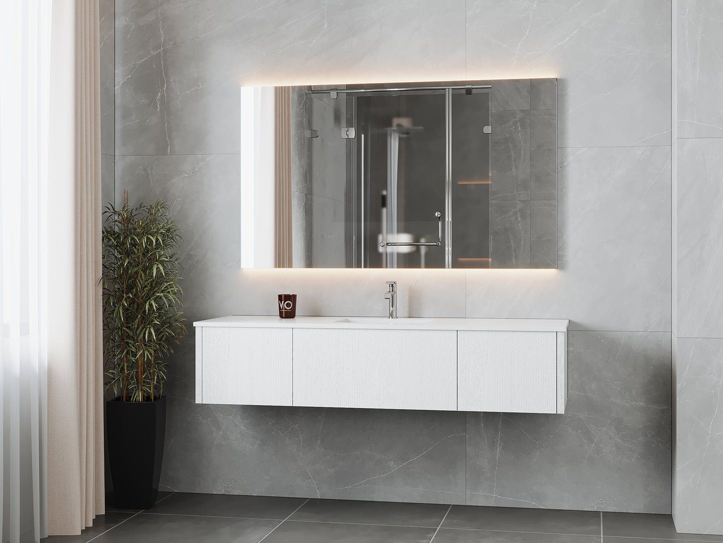 Laviva 313LGN-66AW Legno 66" Bathroom Vanity with VIVA Stone Solid Surface Countertop