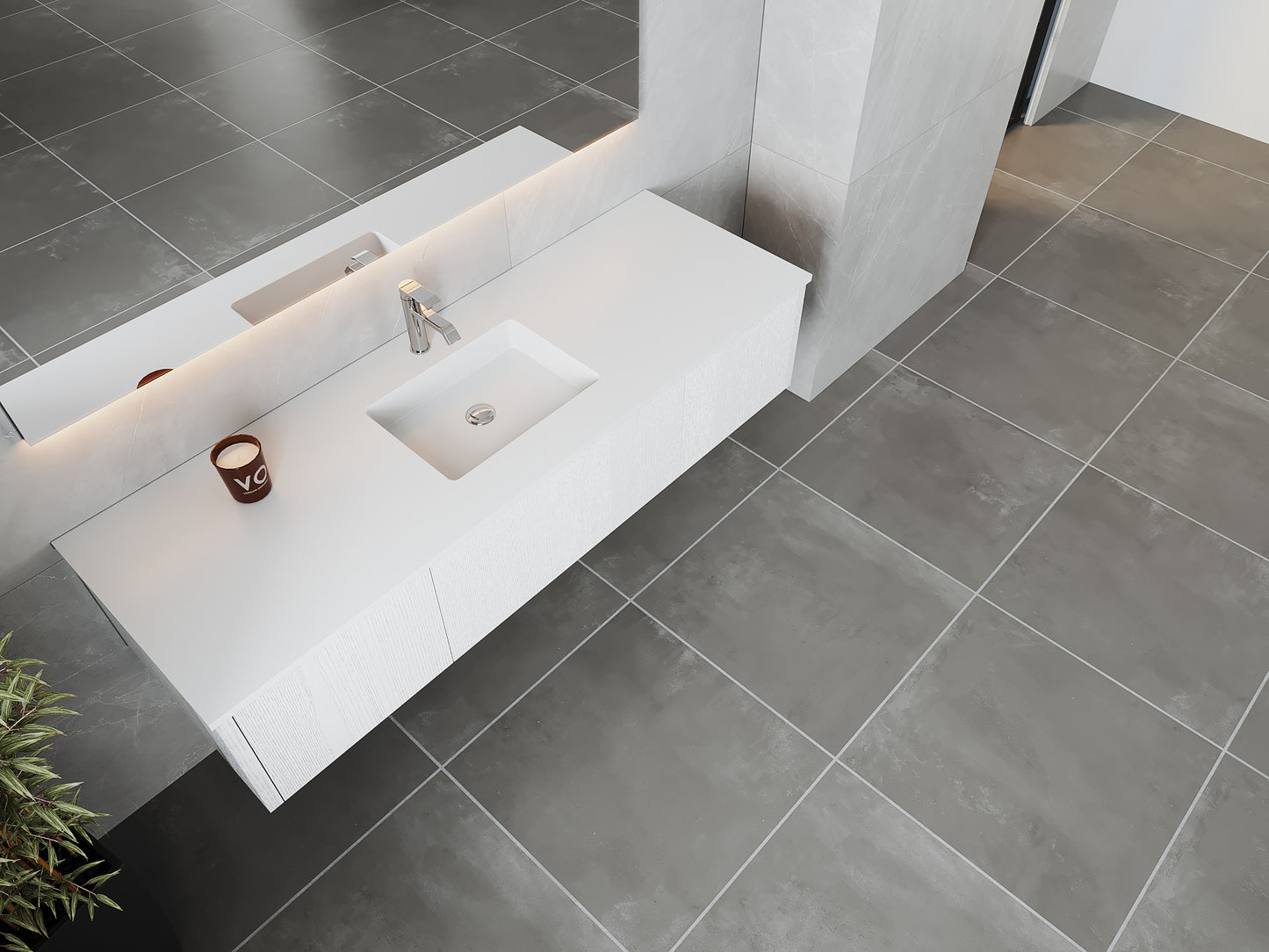 Laviva 313LGN-66AW Legno 66" Bathroom Vanity with VIVA Stone Solid Surface Countertop