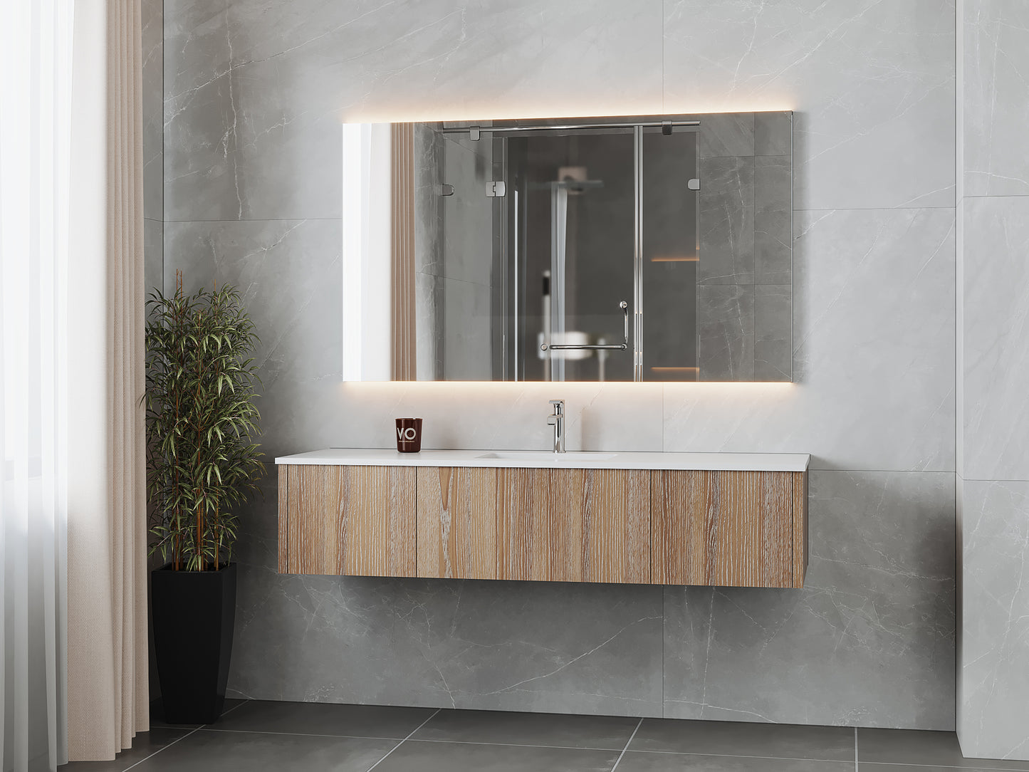 Laviva 313LGN-66WG Legno 66" Bathroom Vanity with VIVA Stone Solid Surface Countertop