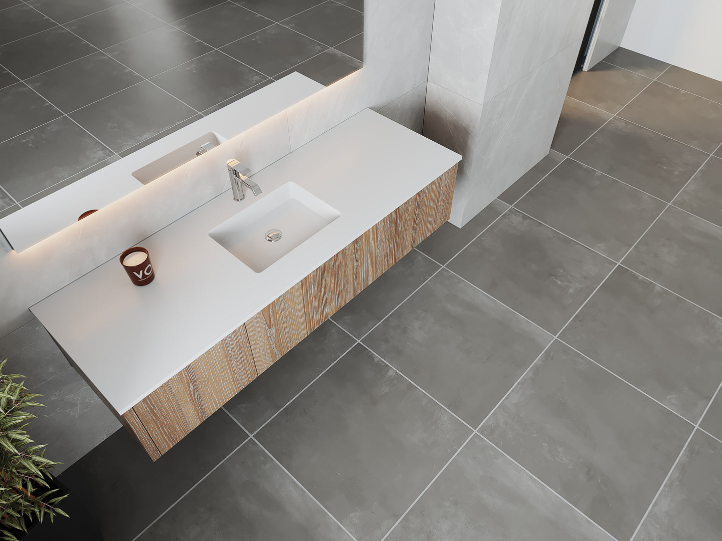 Laviva 313LGN-66WG Legno 66" Bathroom Vanity with VIVA Stone Solid Surface Countertop
