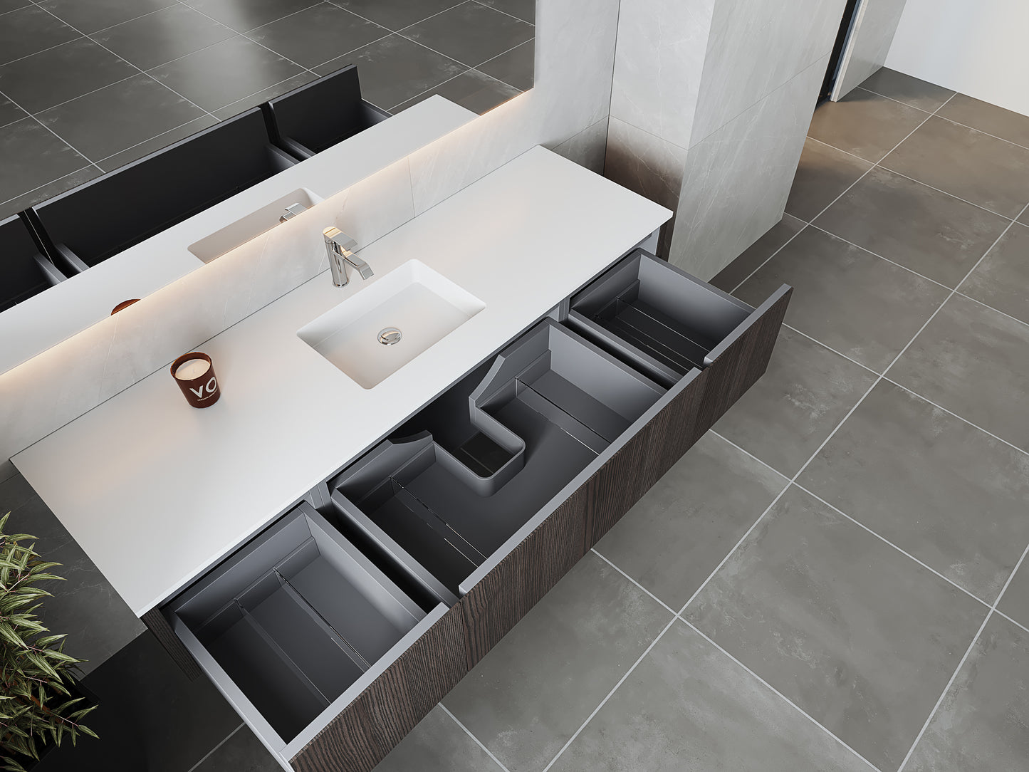 Laviva 313LGN-72CCR Legno 72" Single Sink Bathroom Vanity with VIVA Stone Solid Surface Countertop