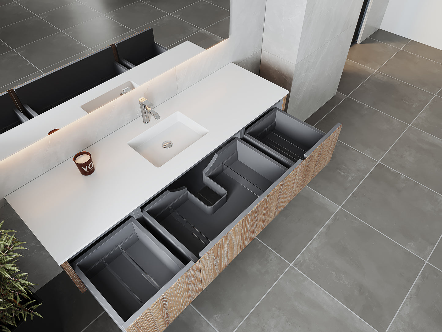 Laviva 313LGN-72CWG Legno 72" Single Sink Bathroom Vanity with VIVA Stone Solid Surface Countertop