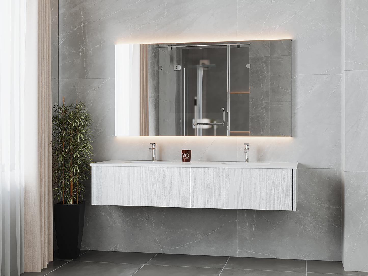 Laviva 313LGN-72DAW Legno 72" Double Sink Bathroom Vanity with VIVA Stone Solid Surface Countertop