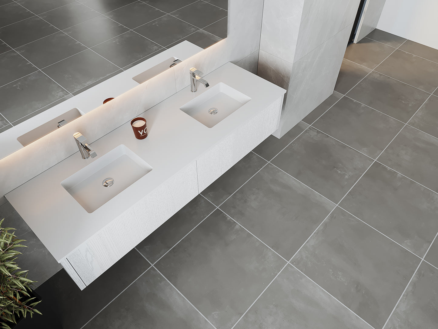 Laviva 313LGN-72DAW Legno 72" Double Sink Bathroom Vanity with VIVA Stone Solid Surface Countertop