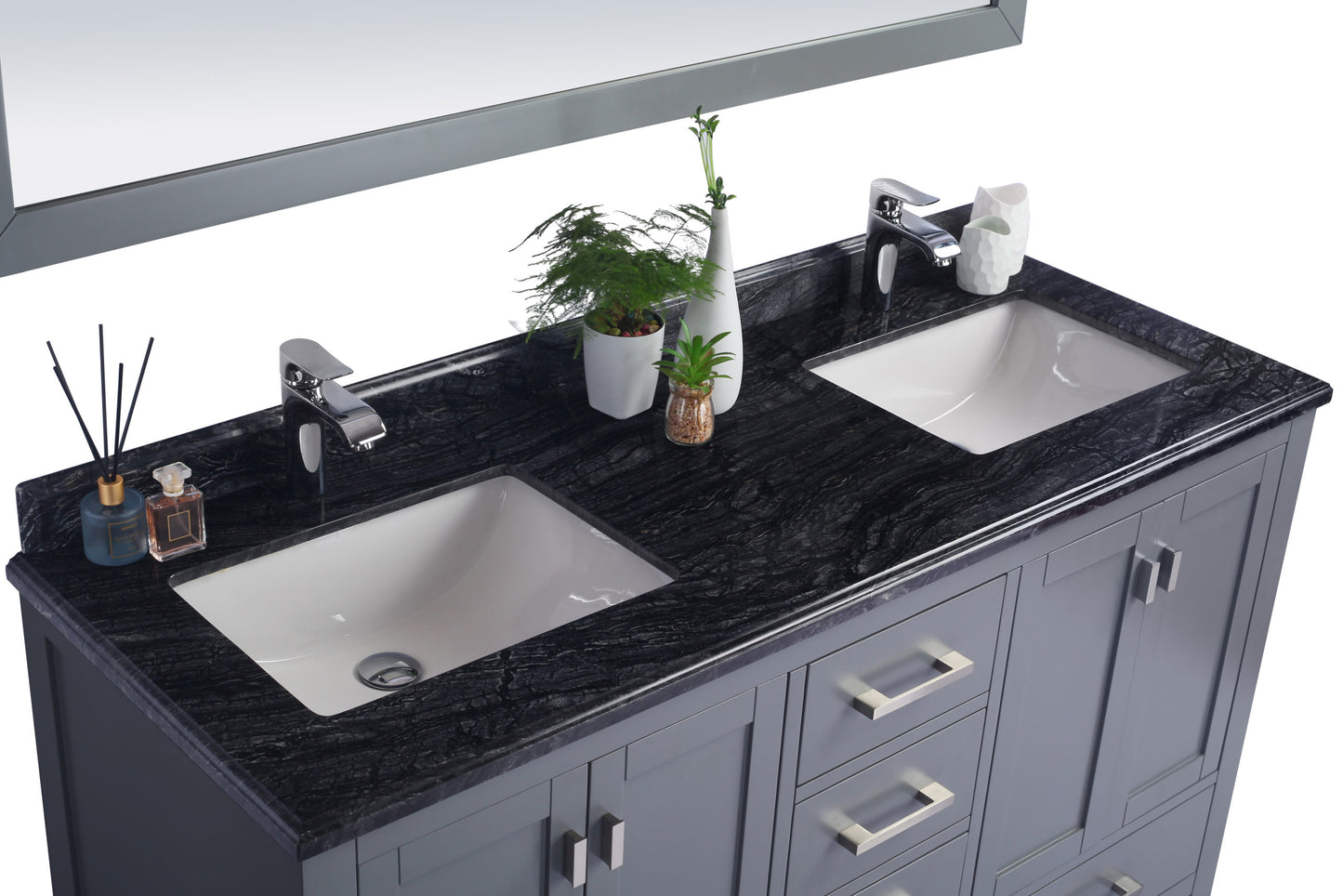 Laviva 313SQ1H-60 Forever 60" Single Hole Countertop with Double Rectangular Ceramic Sinks - Parent