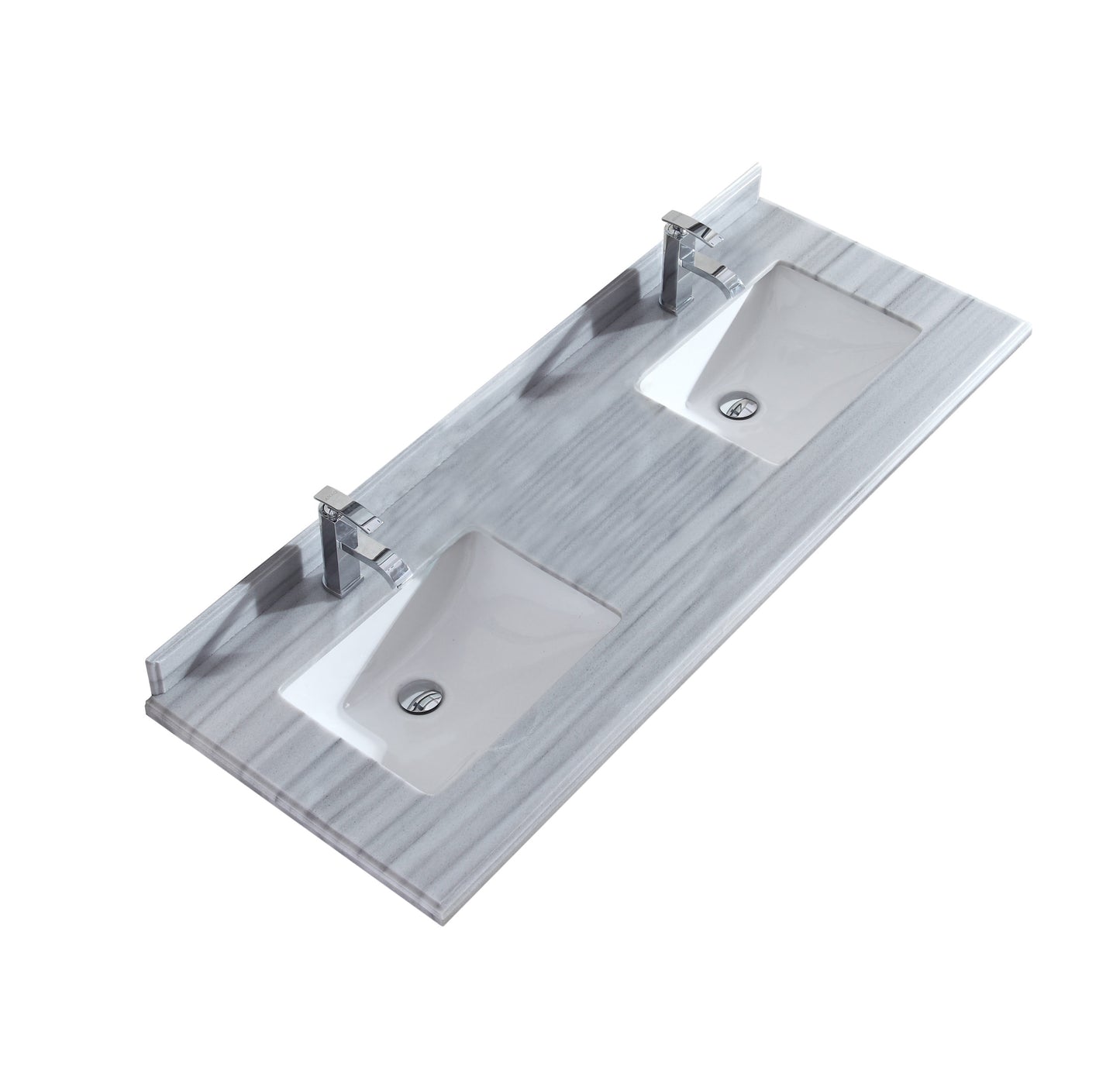 Laviva 313SQ1H-60 Forever 60" Single Hole Countertop with Double Rectangular Ceramic Sinks