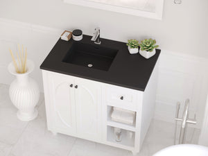 Laviva 313SQ1HSS-36L Forever VIVA Stone 36" Solid Surface Countertop with Left Offset Integrated Sink
