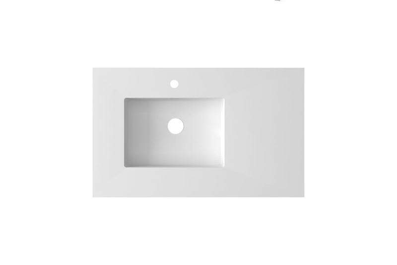 Laviva 313SQ1HSS-36L-MW Forever VIVA Stone 36" Solid Surface Countertop with Left Offset Integrated Sink