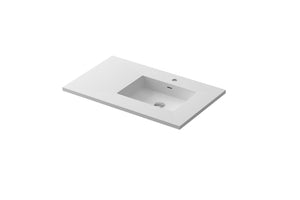 Laviva 313SQ1HSS-36R Forever VIVA Stone 36" Solid Surface Countertop with Right Offset Integrated Sink