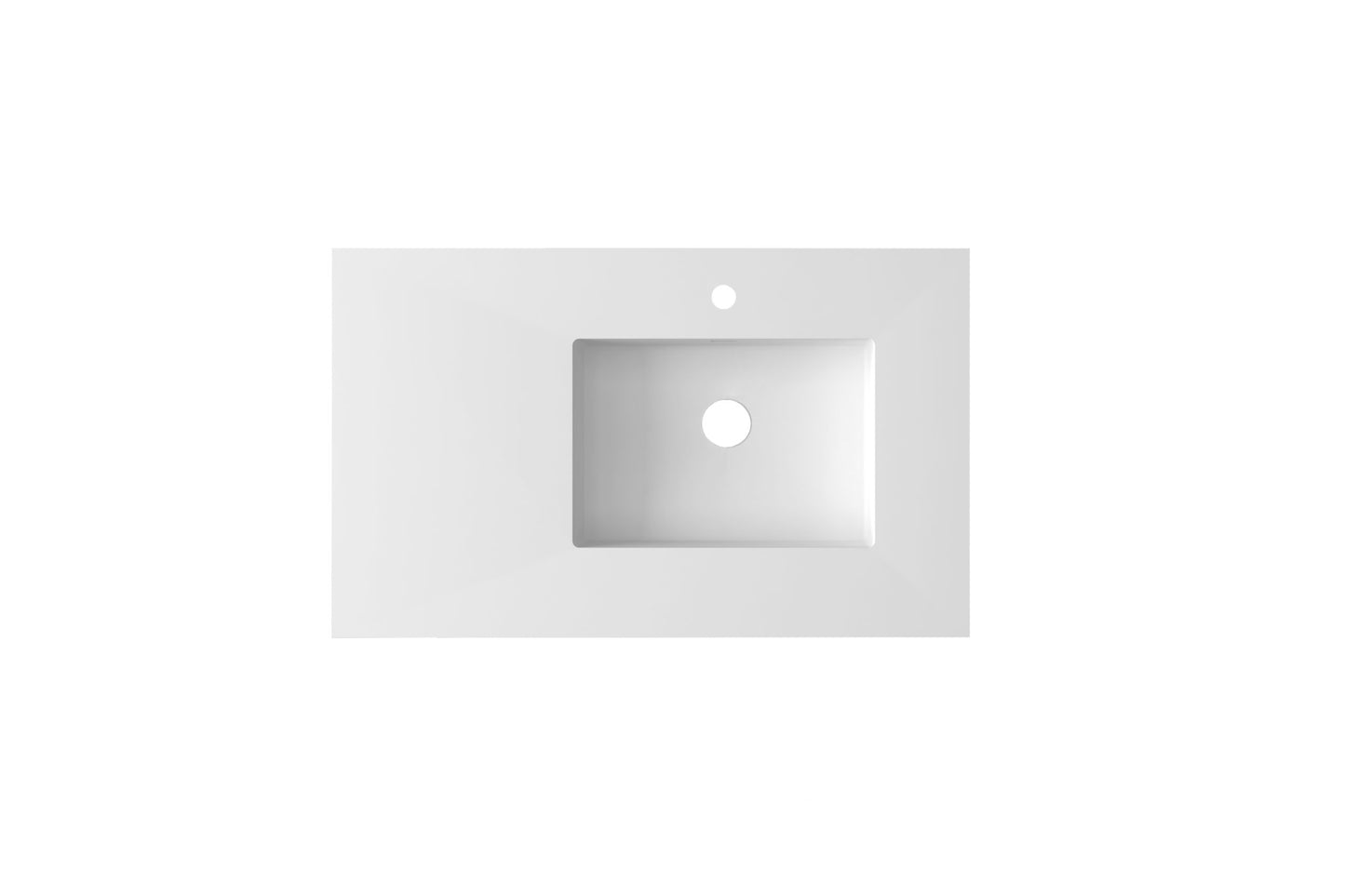 Laviva 313SQ1HSS-36R-MW Forever VIVA Stone 36" Solid Surface Countertop with Right Offset Integrated Sink