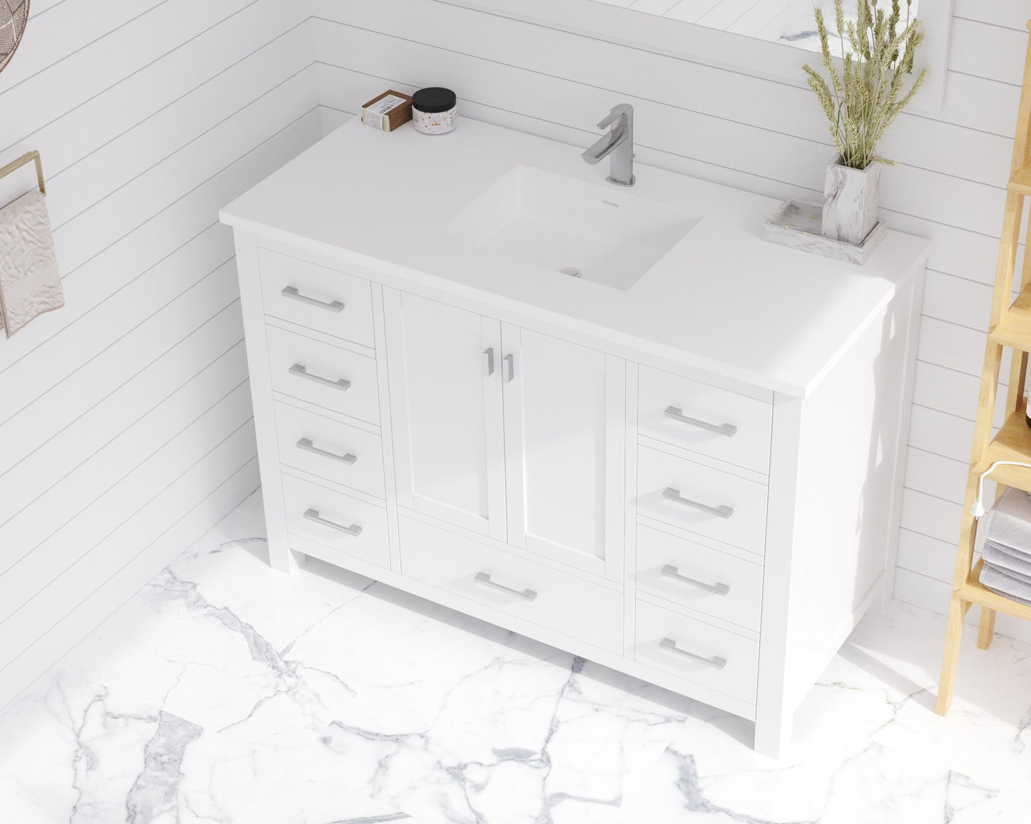 Laviva 313SQ1HSS-48 Forever VIVA Stone 48" Solid Surface Countertop with Integrated Sink