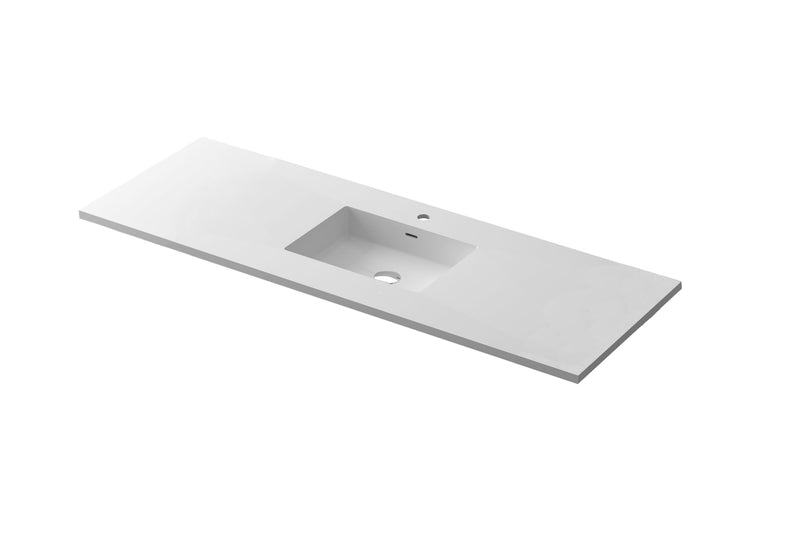 Laviva 313SQ1HSS-60C Forever VIVA Stone 60" Solid Surface Countertop with Single Integrated Sink