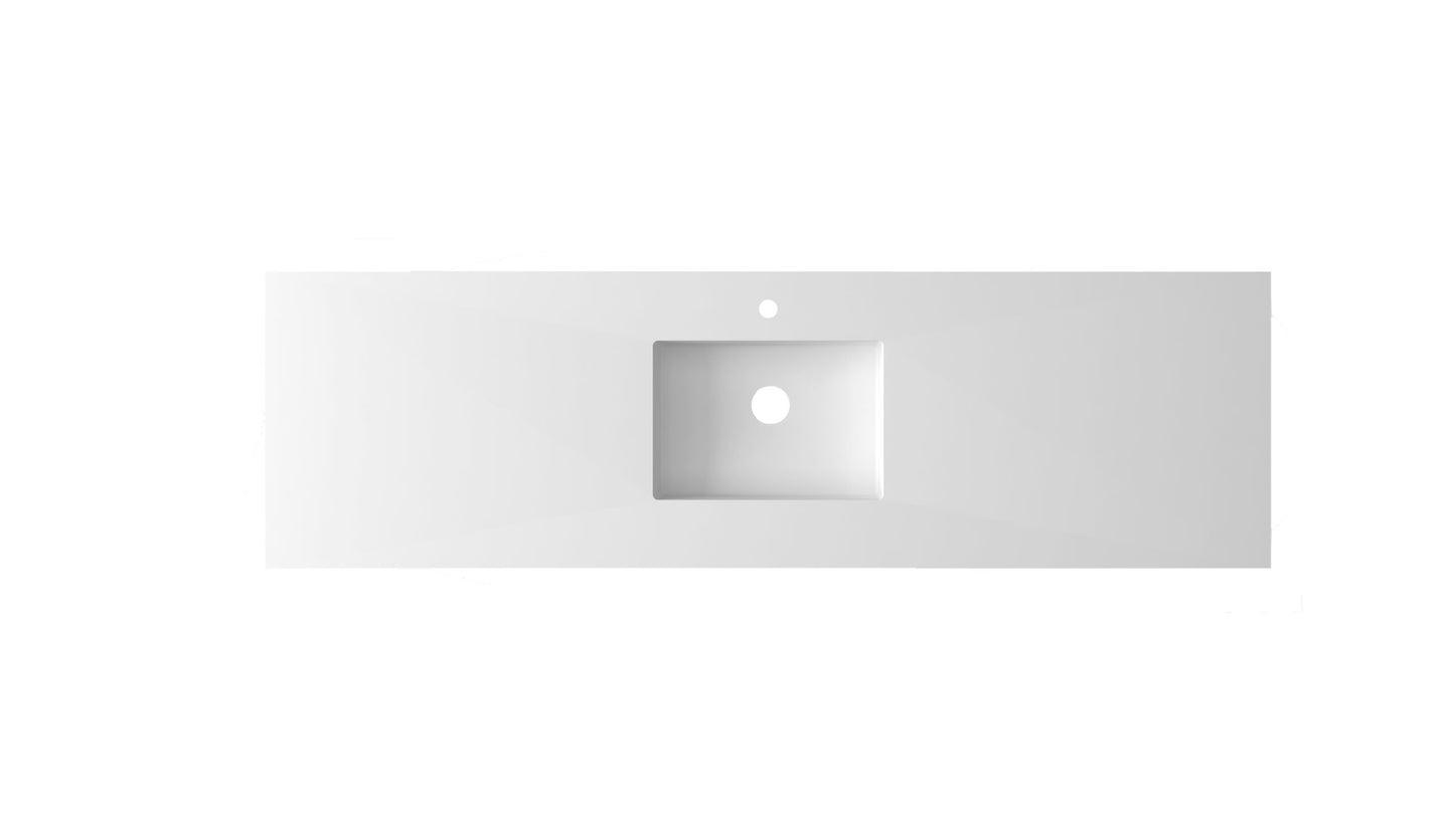 Laviva 313SQ1HSS-60C Forever VIVA Stone 60" Solid Surface Countertop with Single Integrated Sink