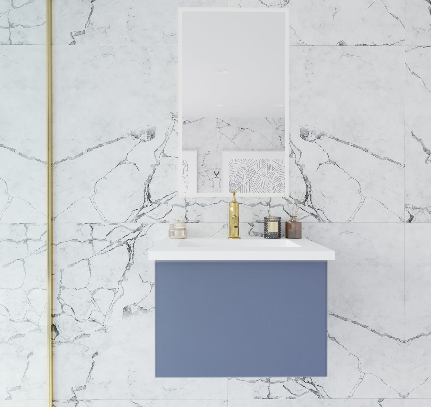 Laviva 313VTR-24NB Vitri 24" Bathroom Vanity with VIVA Stone Solid Surface Countertop