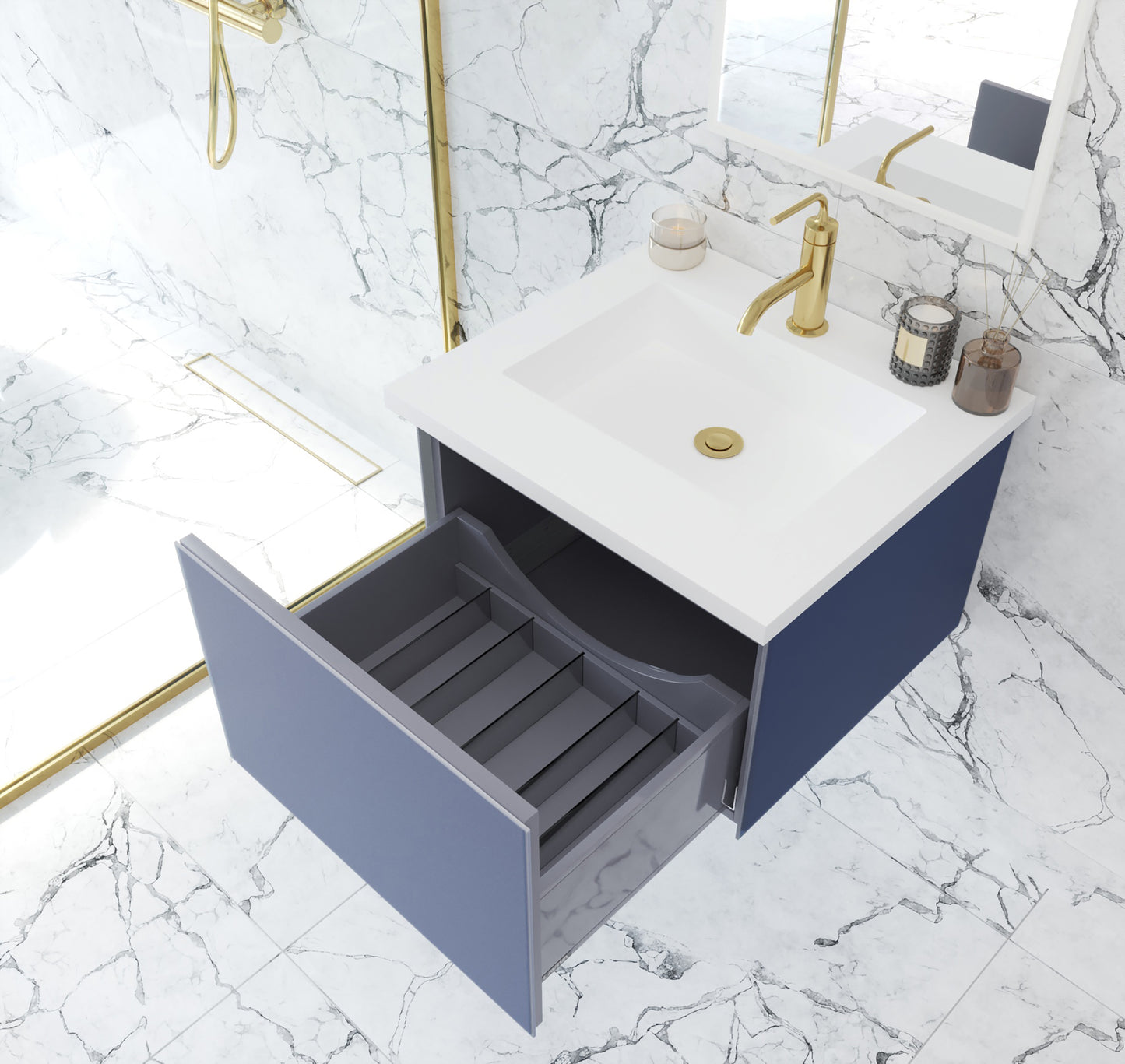 Laviva 313VTR-24NB Vitri 24" Bathroom Vanity with VIVA Stone Solid Surface Countertop