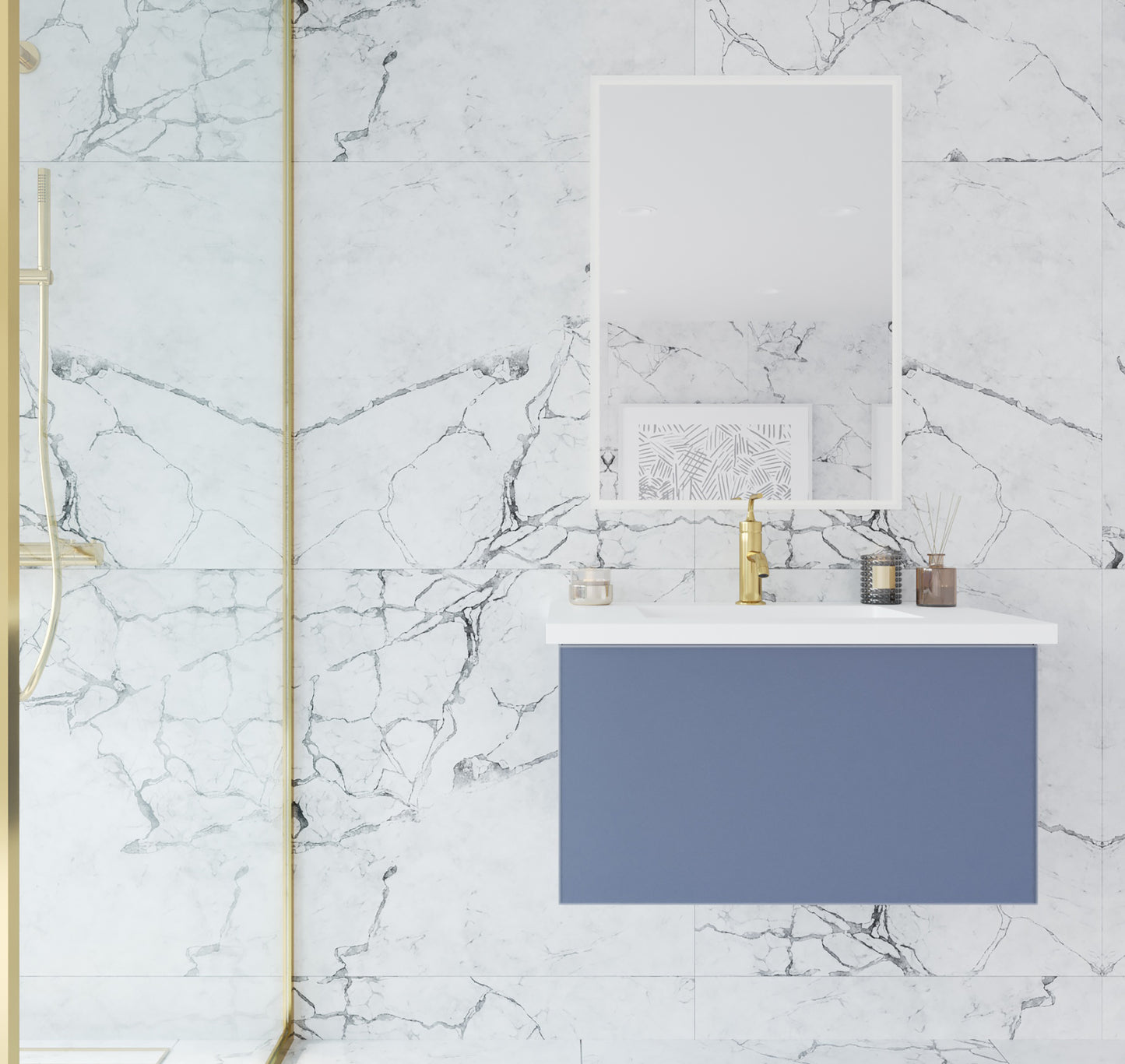 Laviva 313VTR-30NB Vitri 30" Bathroom Vanity with VIVA Stone Solid Surface Countertop