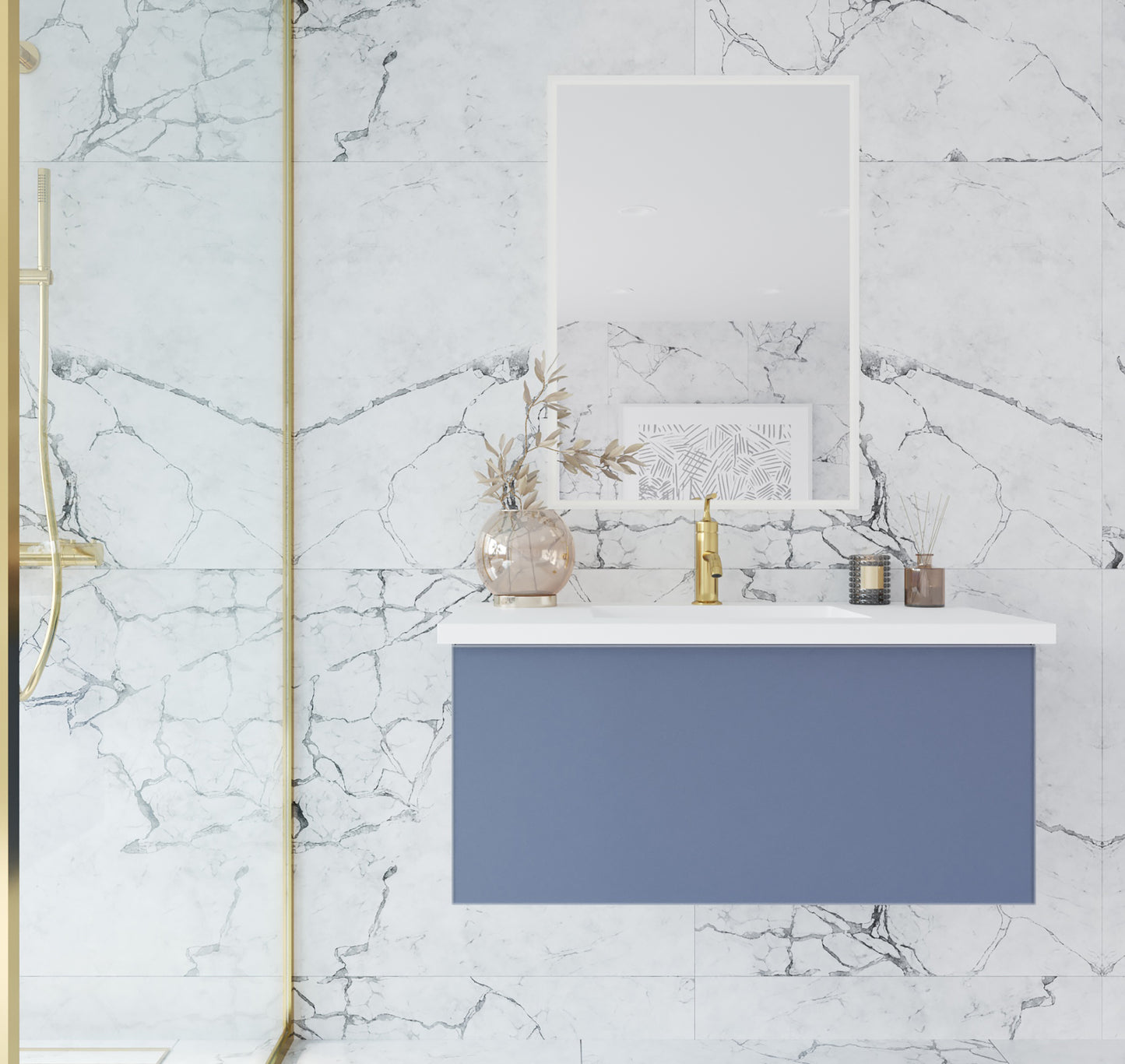 Laviva 313VTR-36NB Vitri 36" Bathroom Vanity with VIVA Stone Solid Surface Countertop